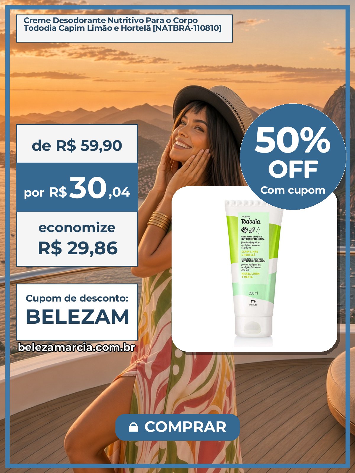 Creme Desodorante Nutritivo Para o Corpo Tododia Capim Limão e Hortelã [NATBRA-110810]