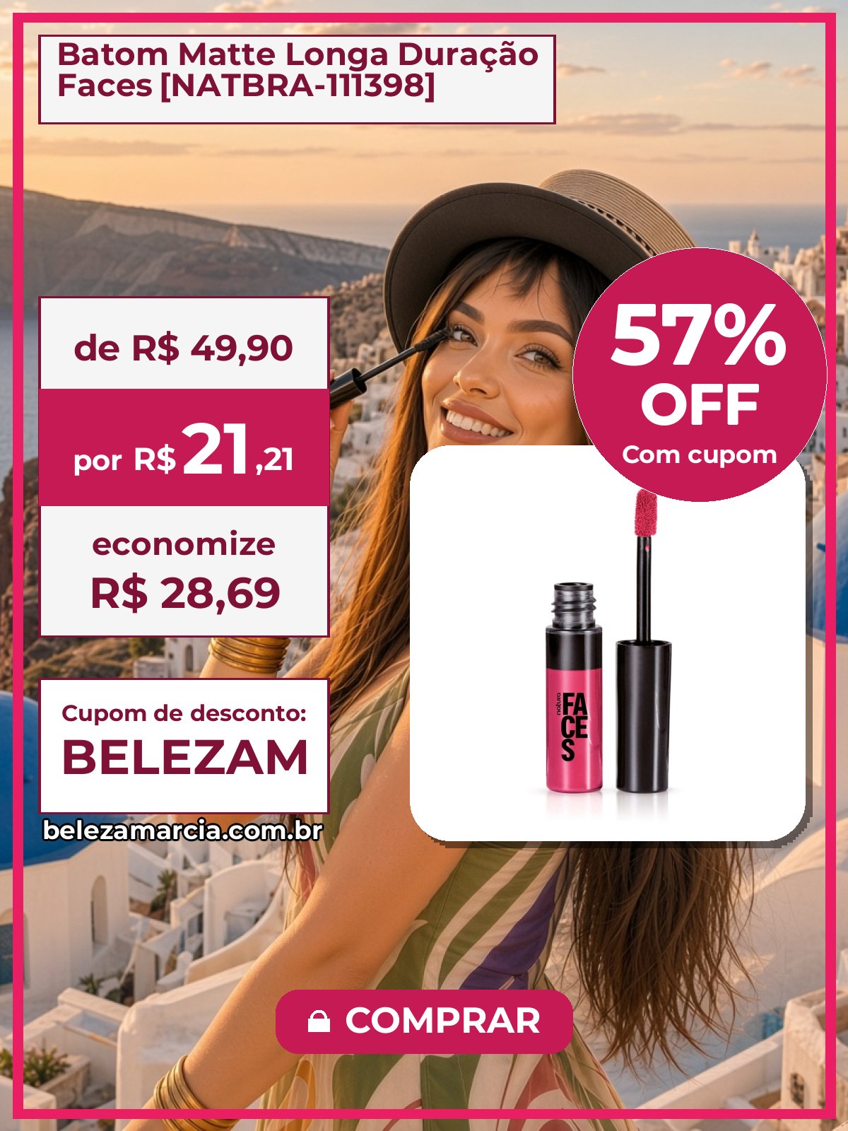 Batom Matte Longa Duração Faces [NATBRA-111398]