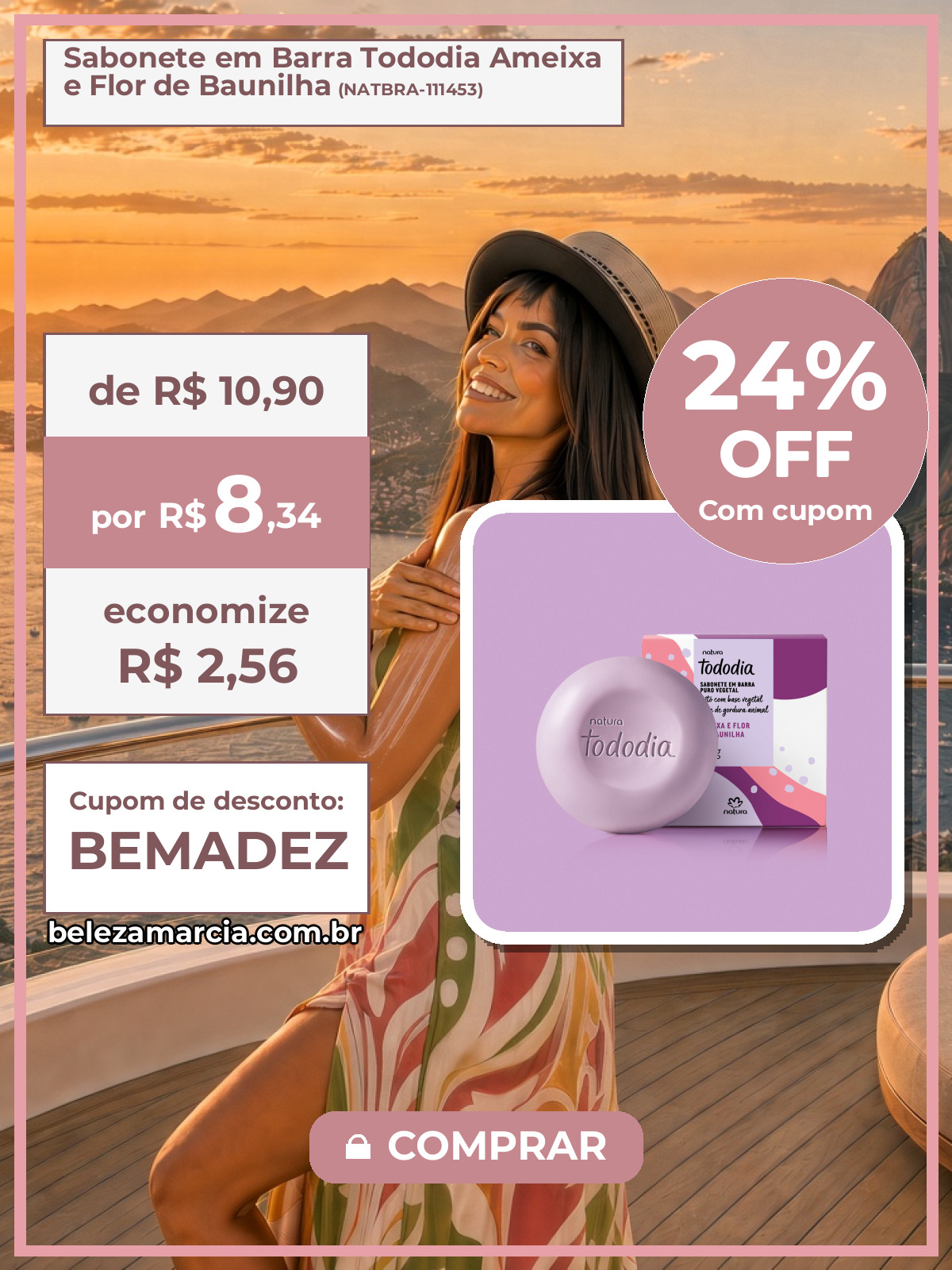 Sabonete em Barra Tododia Ameixa e Flor de Baunilha