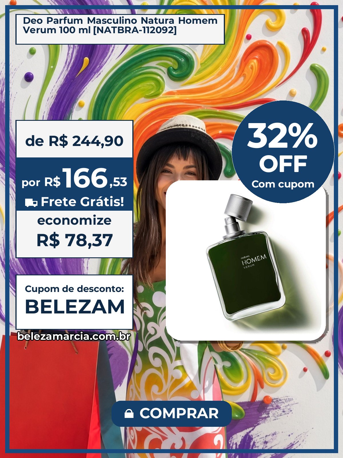Deo Parfum Masculino Natura Homem Verum 100 ml [NATBRA-112092]
