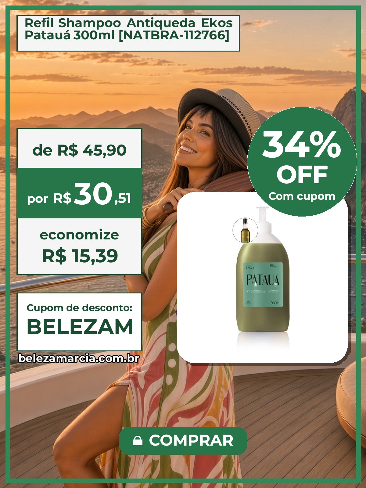 Refil Shampoo Antiqueda Ekos Patauá 300ml [NATBRA-112766]