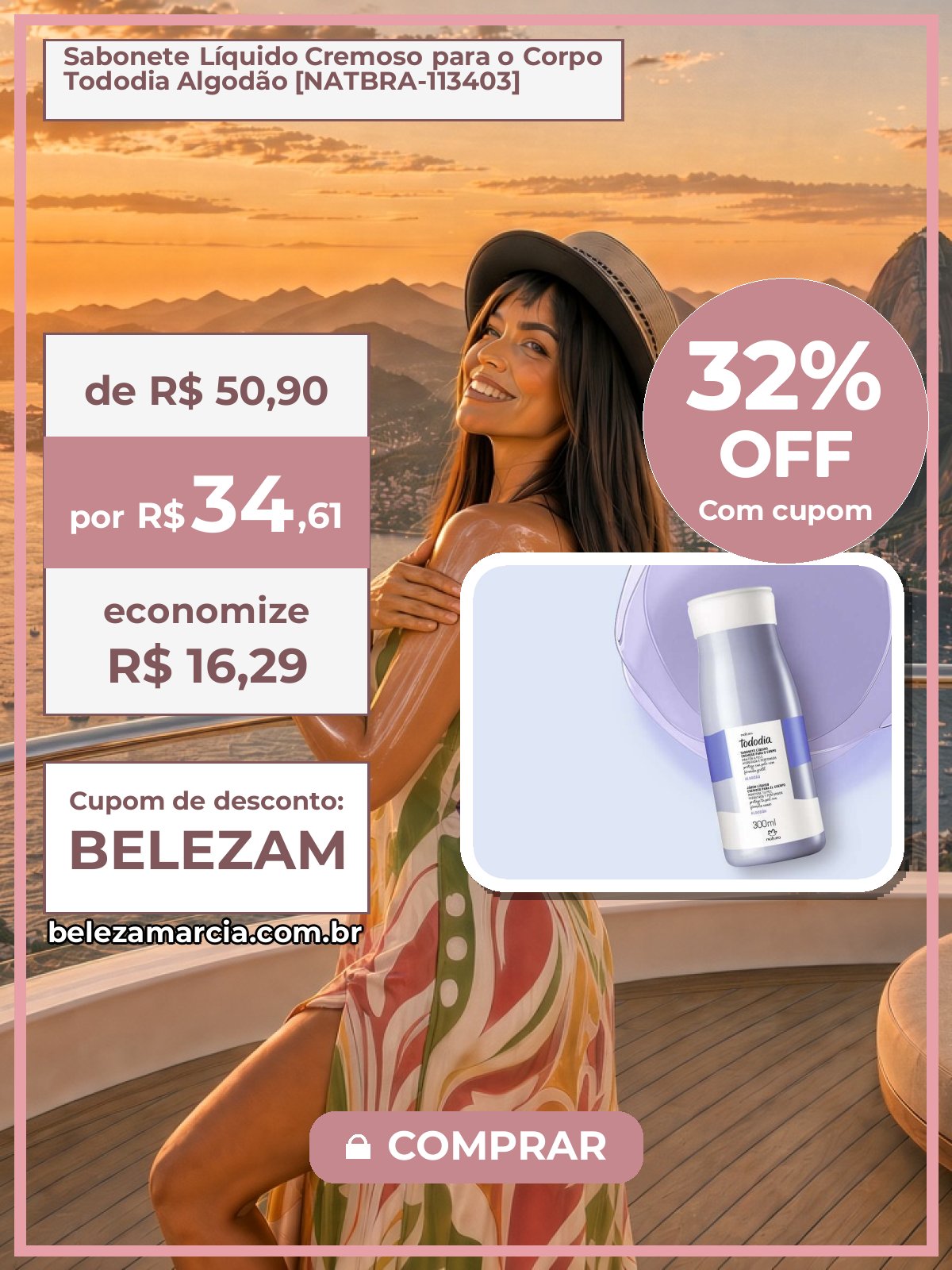 Sabonete Líquido Cremoso para o Corpo Tododia Algodão [NATBRA-113403]