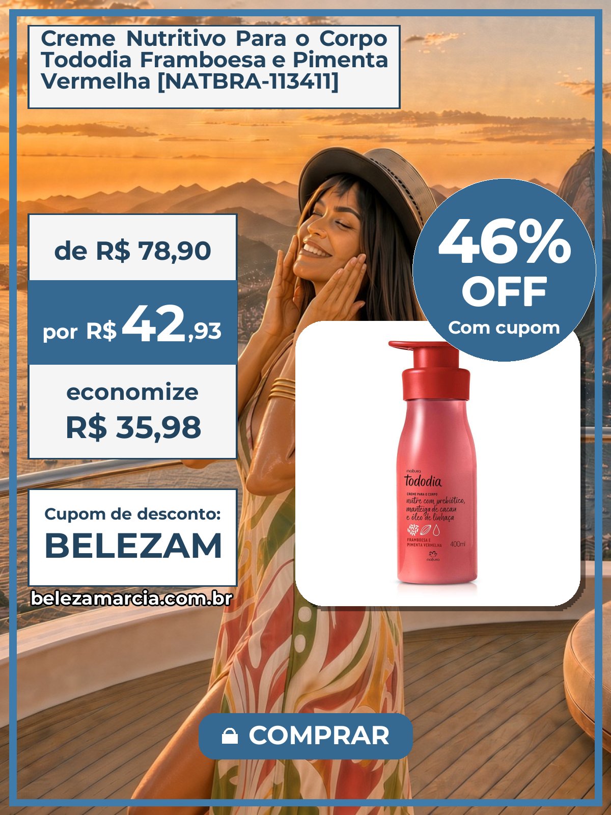 Creme Nutritivo Para o Corpo Tododia Framboesa e Pimenta Vermelha [NATBRA-113411]