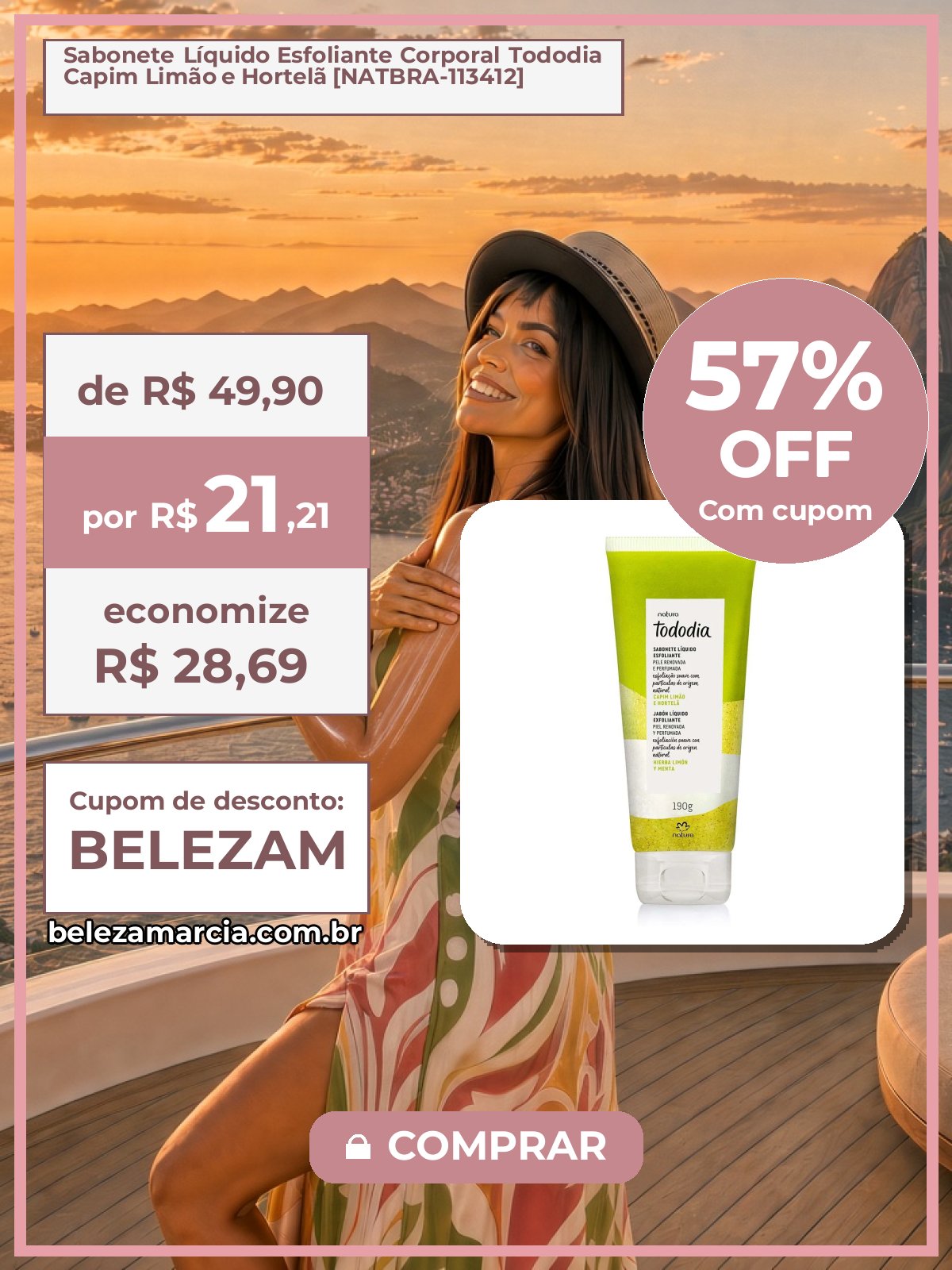 Sabonete Líquido Esfoliante Corporal Tododia Capim Limão e Hortelã [NATBRA-113412]