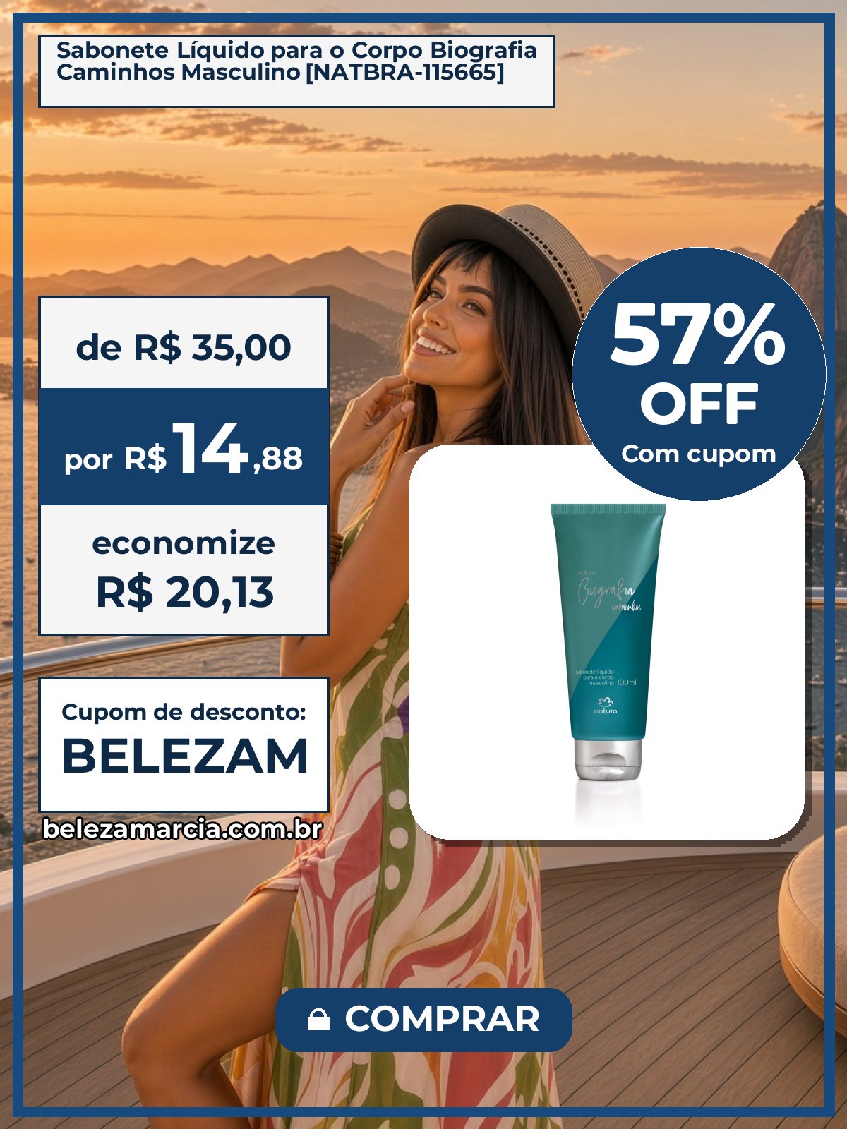 Sabonete Líquido para o Corpo Biografia Caminhos Masculino [NATBRA-115665]