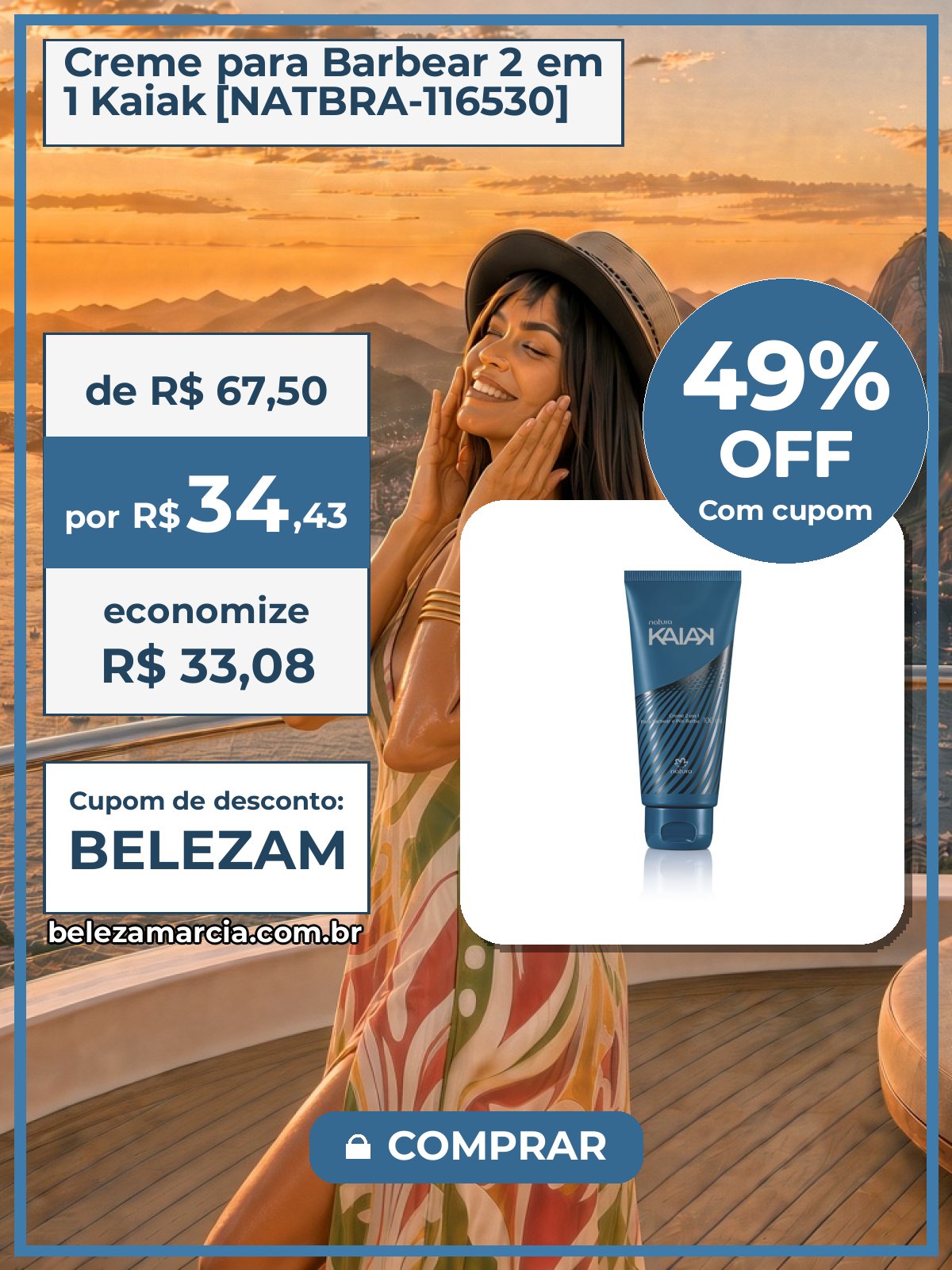 Creme para Barbear 2 em 1 Kaiak [NATBRA-116530]