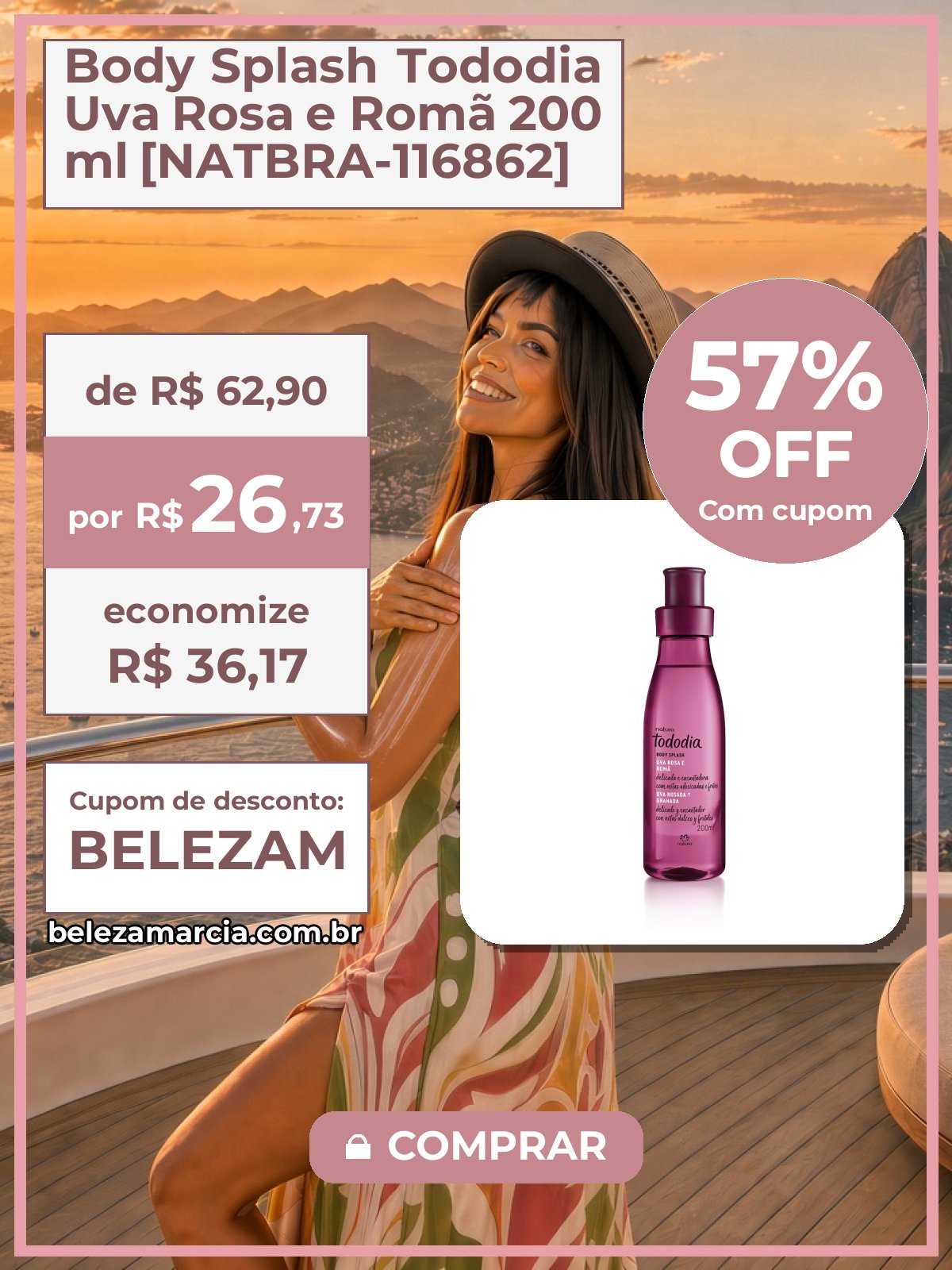 Body Splash Tododia Uva Rosa e Romã 200 ml [NATBRA-116862]