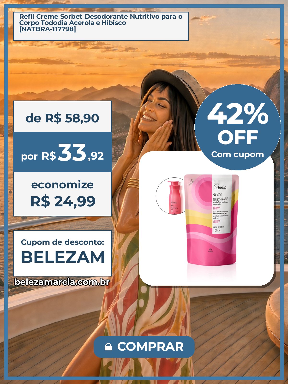 Refil Creme Sorbet Desodorante Nutritivo para o Corpo Tododia Acerola e Hibisco [NATBRA-117798]