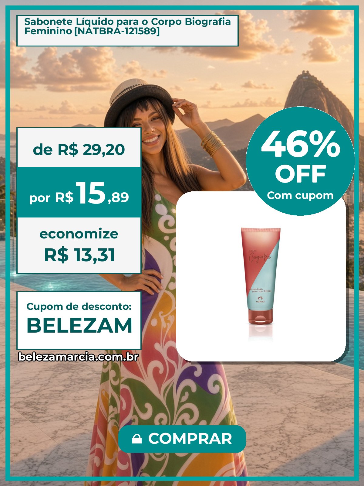 Sabonete Líquido para o Corpo Biografia Feminino [NATBRA-121589]