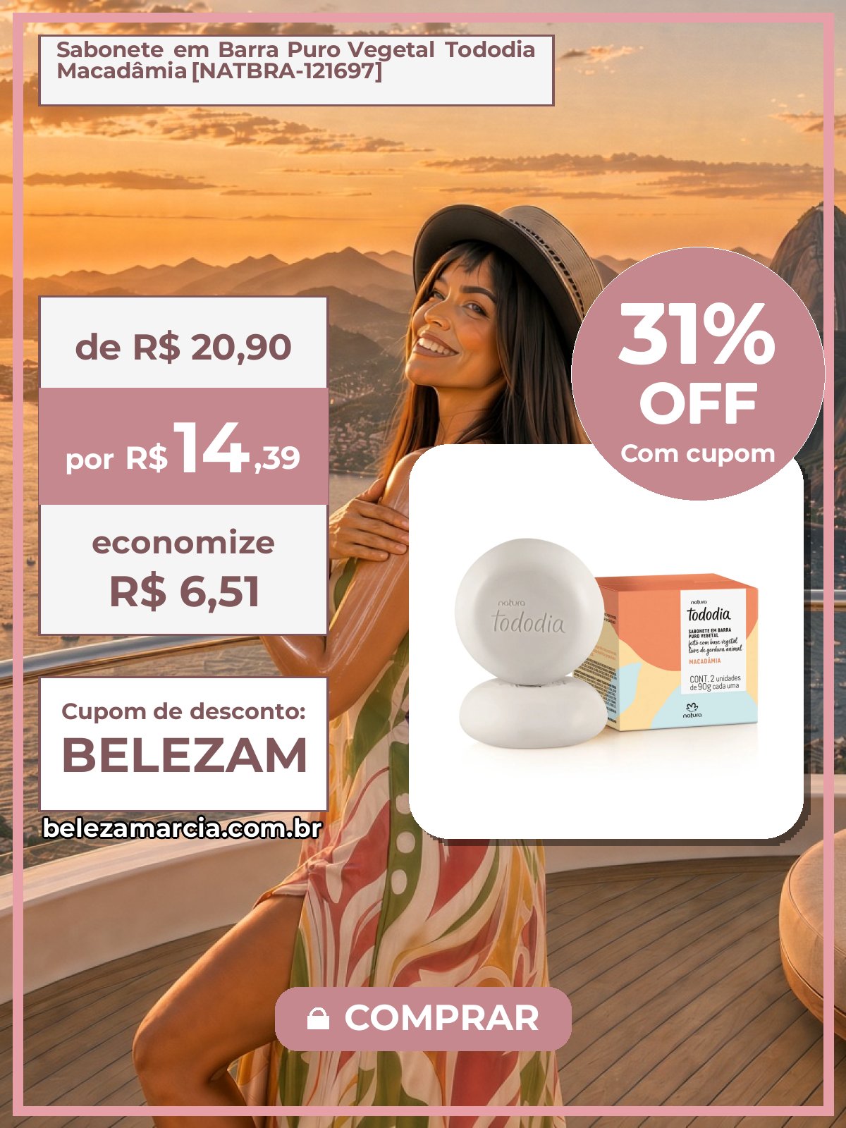 Sabonete em Barra Puro Vegetal Tododia Macadâmia [NATBRA-121697]
