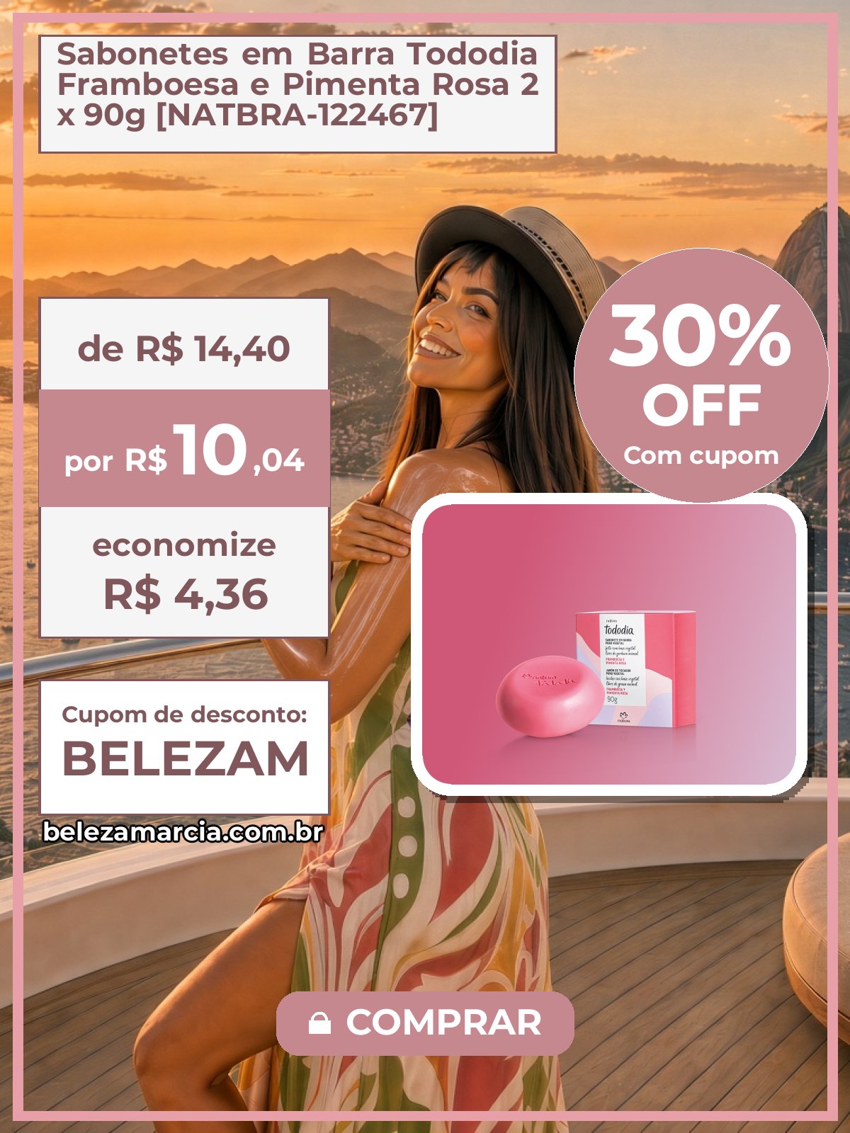 Sabonetes em Barra Tododia Framboesa e Pimenta Rosa 2 x 90g [NATBRA-122467]