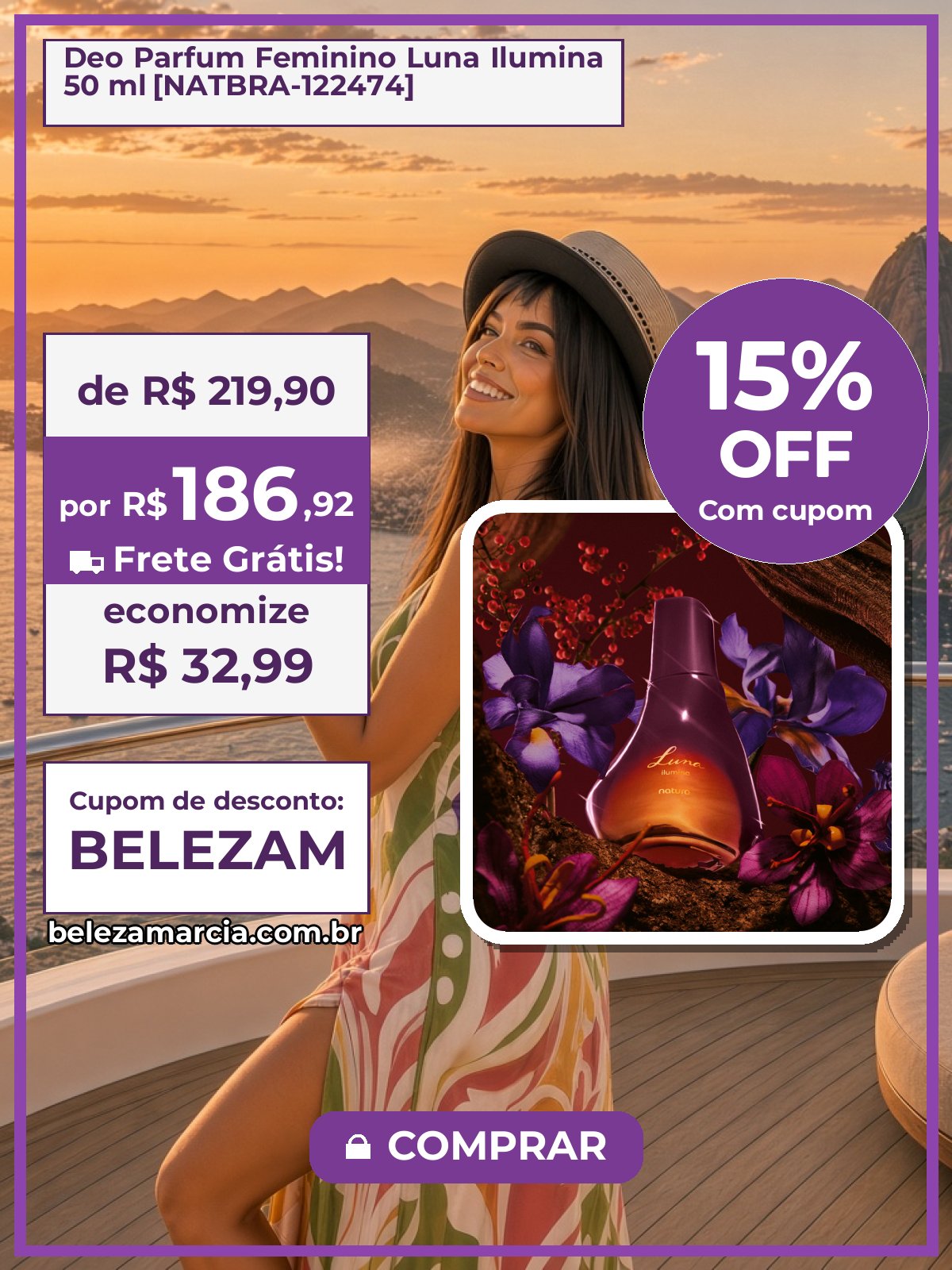Deo Parfum Feminino Luna Ilumina 50 ml [NATBRA-122474]