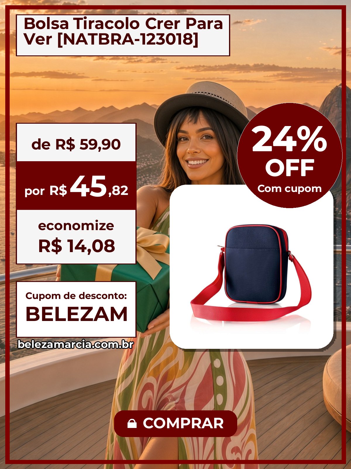 Bolsa Tiracolo Crer Para Ver [NATBRA-123018]
