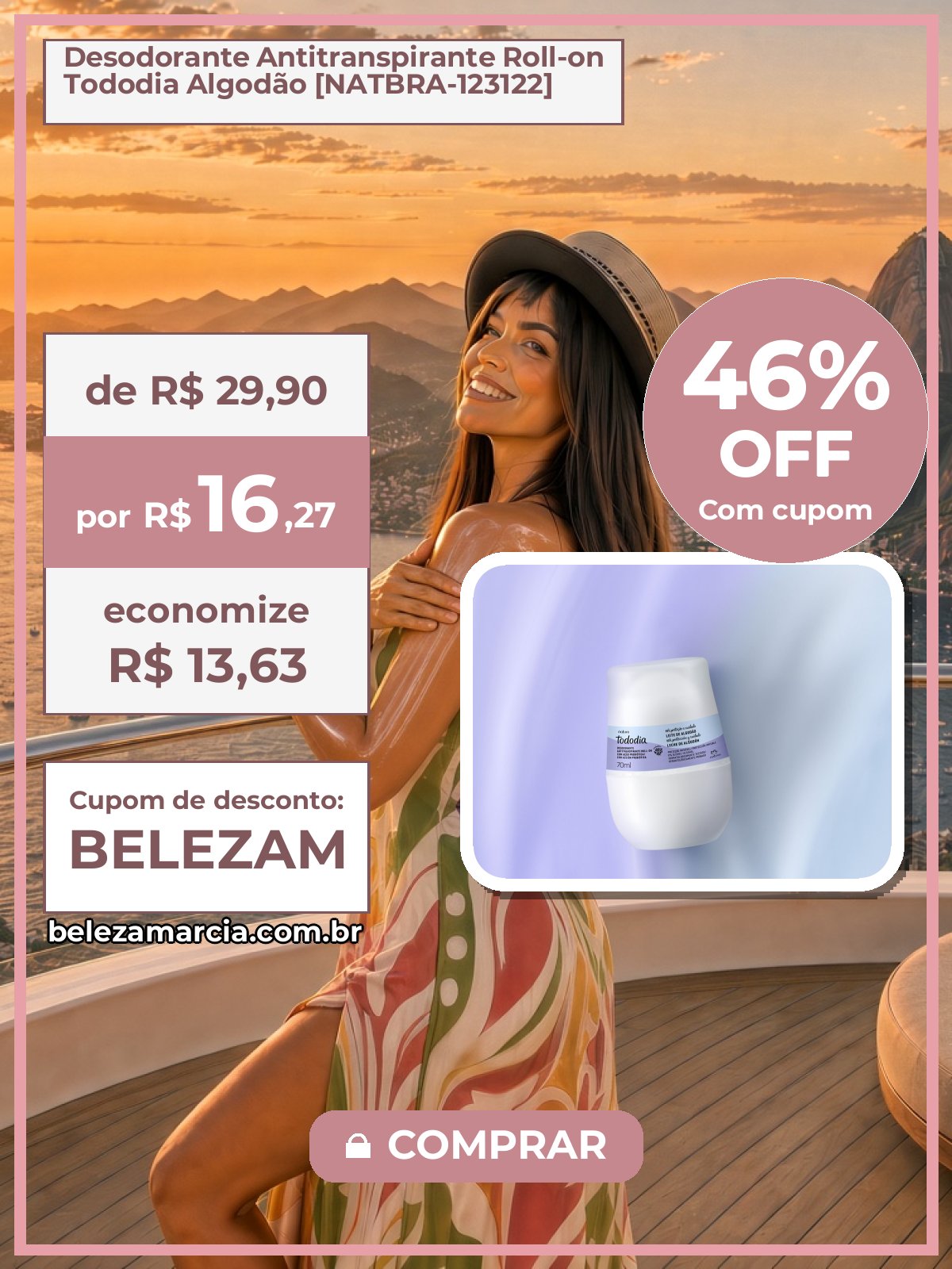 Desodorante Antitranspirante Roll-on Tododia Algodão [NATBRA-123122]