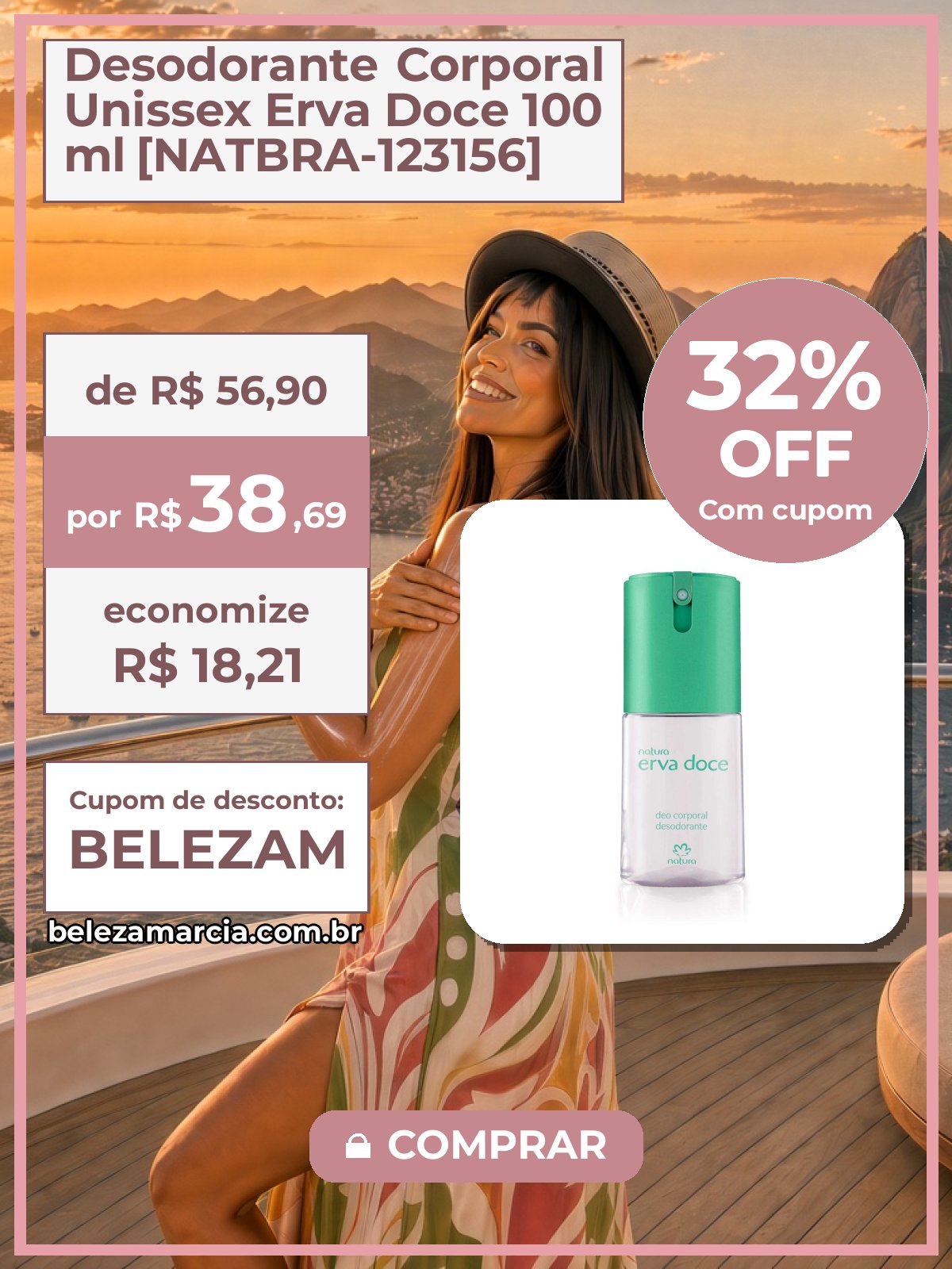 Desodorante Corporal Unissex Erva Doce 100 ml [NATBRA-123156]