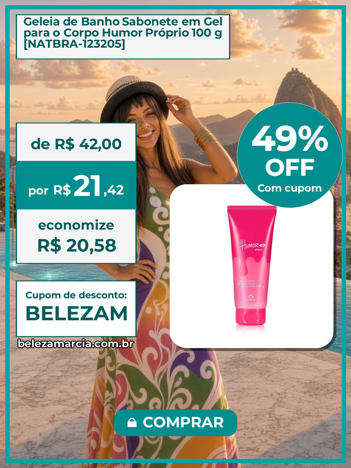 Geleia de Banho Sabonete em Gel para o Corpo Humor Próprio 100 g [NATBRA-123205]