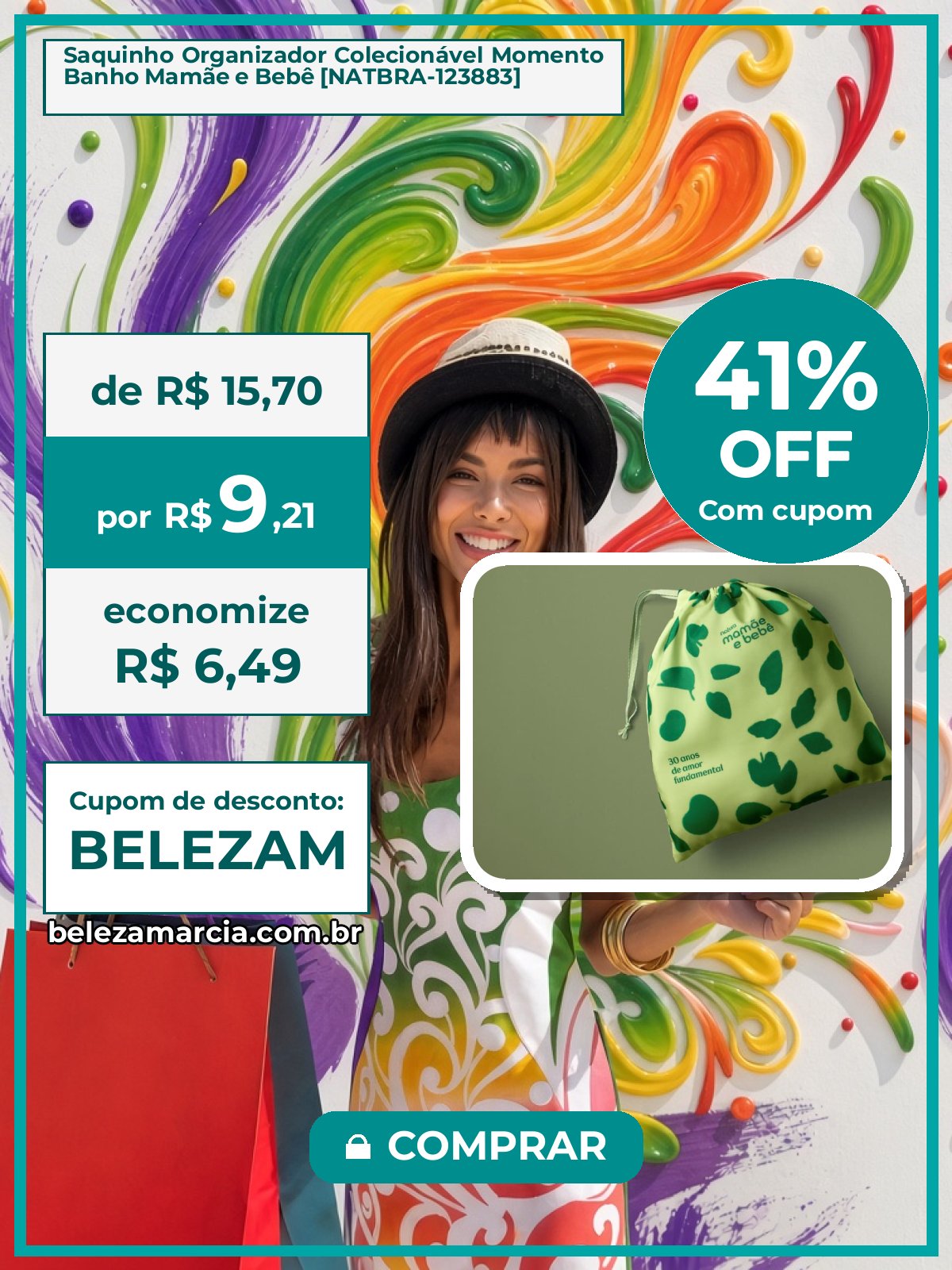 Saquinho Organizador Colecionável Momento Banho Mamãe e Bebê [NATBRA-123883]