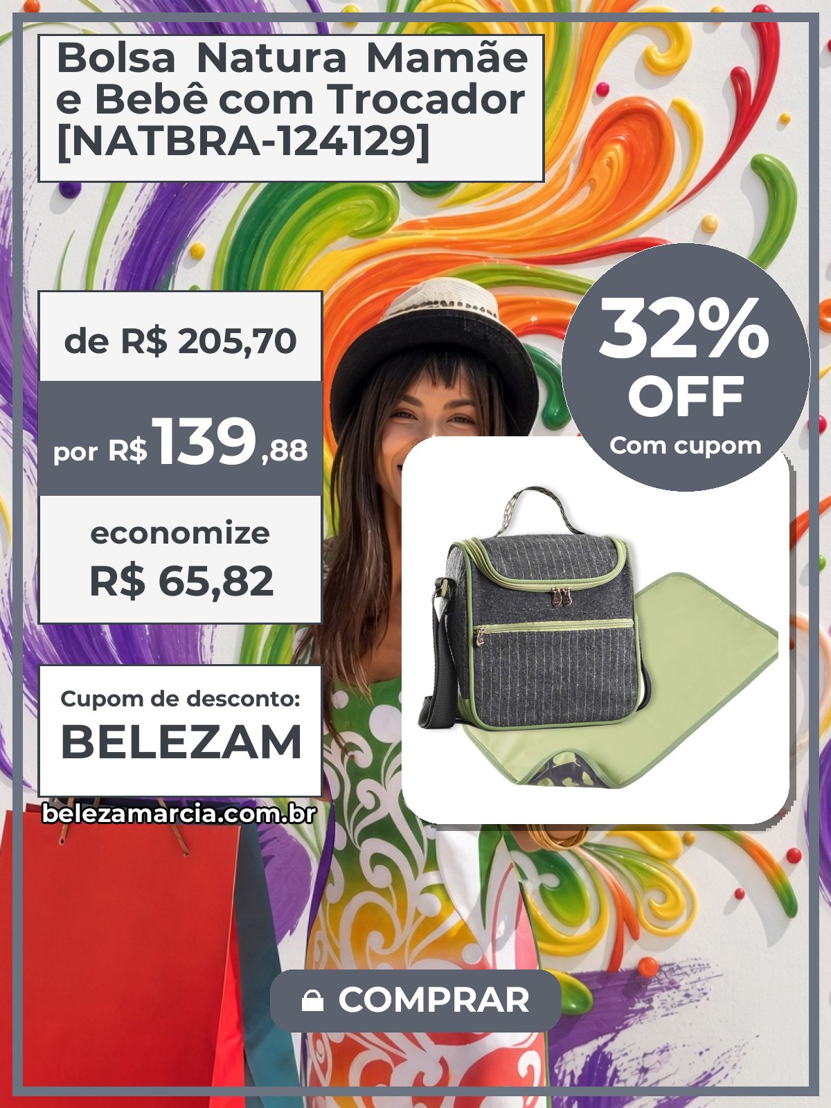 Bolsa Natura Mamãe e Bebê com Trocador [NATBRA-124129]