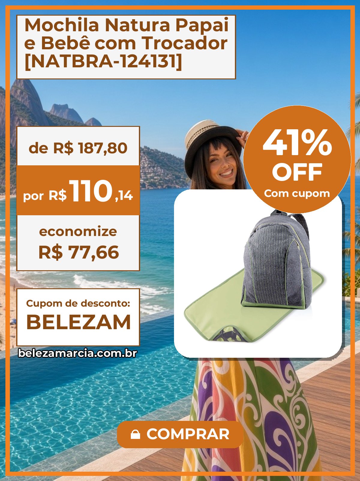 Mochila Natura Papai e Bebê com Trocador [NATBRA-124131]