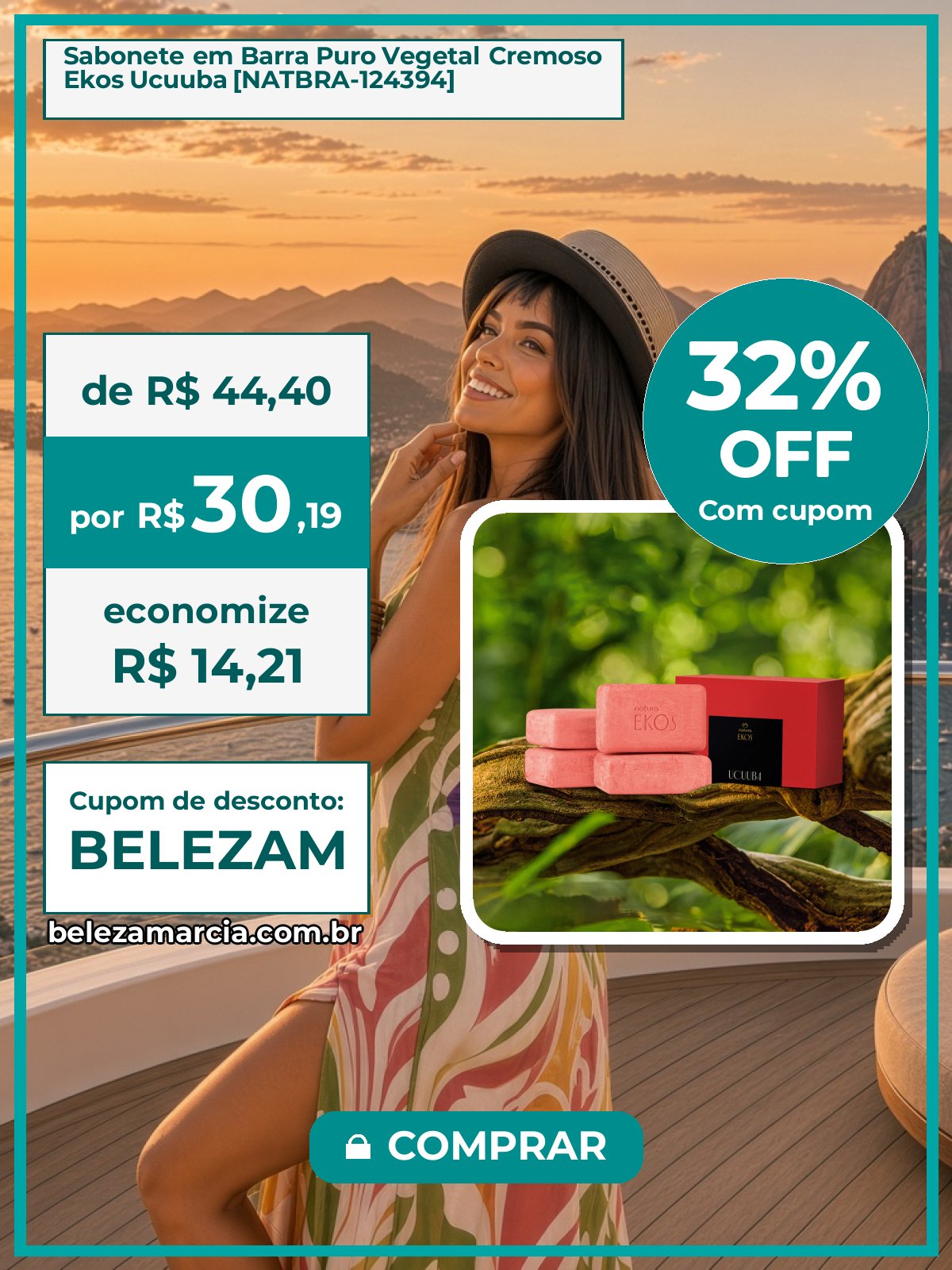Sabonete em Barra Puro Vegetal Cremoso Ekos Ucuuba [NATBRA-124394]