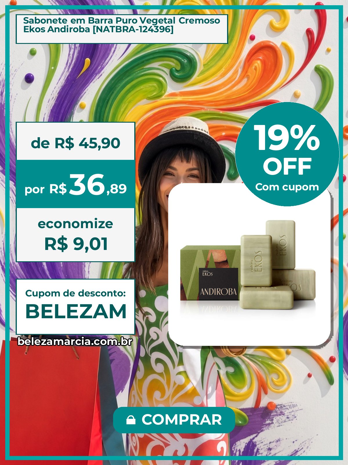Sabonete em Barra Puro Vegetal Cremoso Ekos Andiroba [NATBRA-124396]