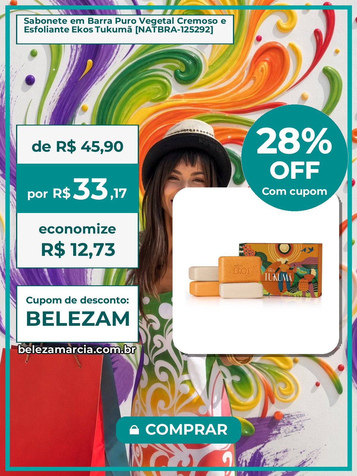 Sabonete em Barra Puro Vegetal Cremoso e Esfoliante Ekos Tukumã [NATBRA-125292]
