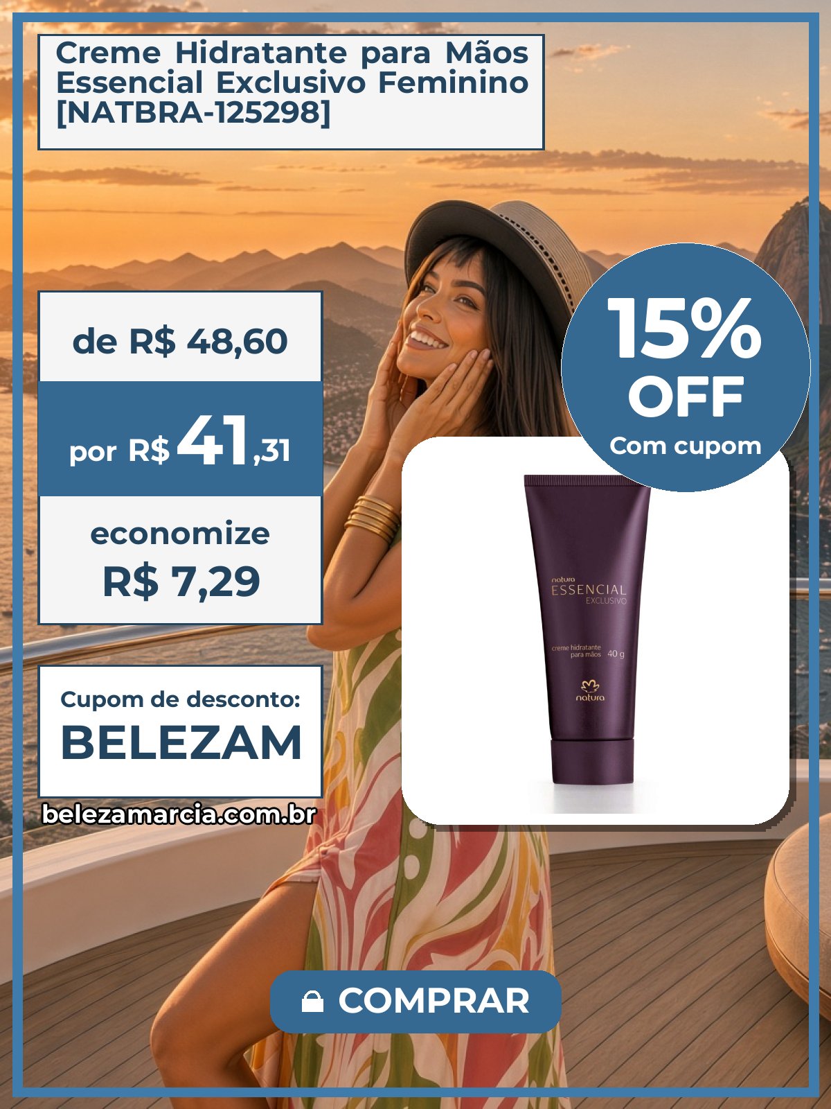 Creme Hidratante para Mãos Essencial Exclusivo Feminino [NATBRA-125298]