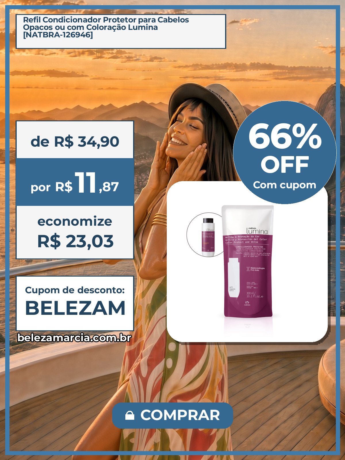 Refil Condicionador Protetor para Cabelos Opacos ou com Coloração Lumina [NATBRA-126946]