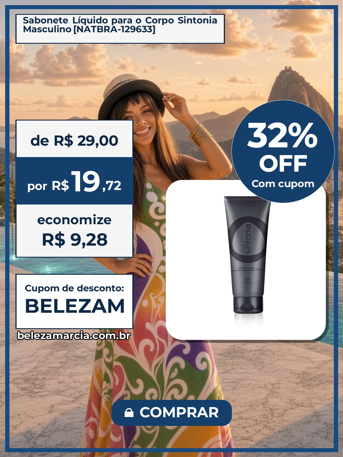 Sabonete Líquido para o Corpo Sintonia Masculino [NATBRA-129633]