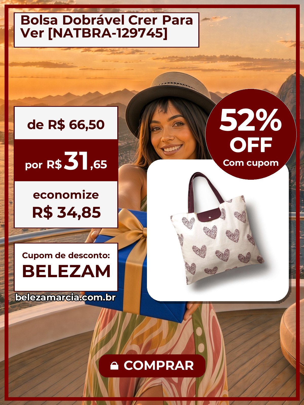 Bolsa Dobrável Crer Para Ver [NATBRA-129745]