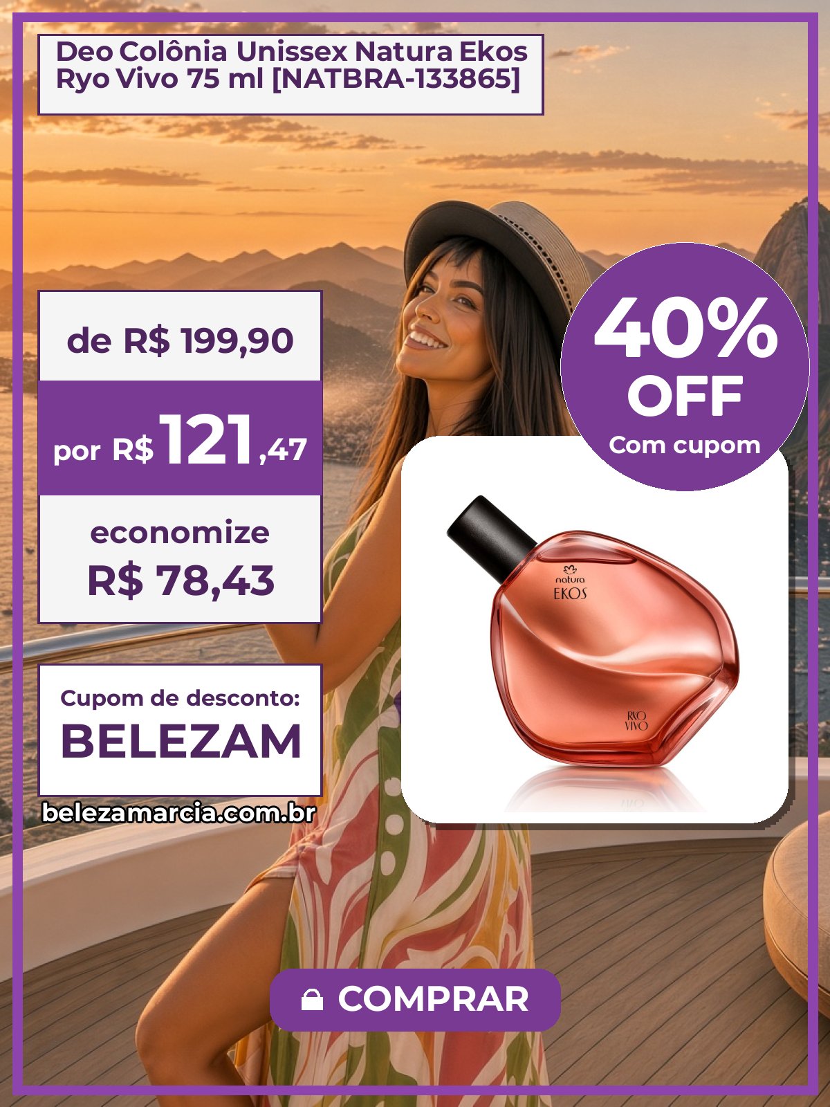Deo Colônia Unissex Natura Ekos Ryo Vivo 75 ml [NATBRA-133865]