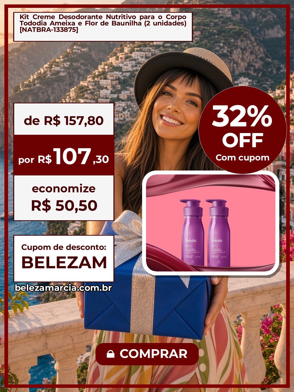 Kit Creme Desodorante Nutritivo para o Corpo Tododia Ameixa e Flor de Baunilha (2 unidades) [NATBRA-133875]