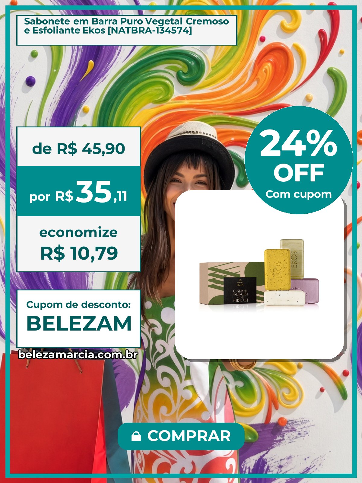 Sabonete em Barra Puro Vegetal Cremoso e Esfoliante Ekos [NATBRA-134574]