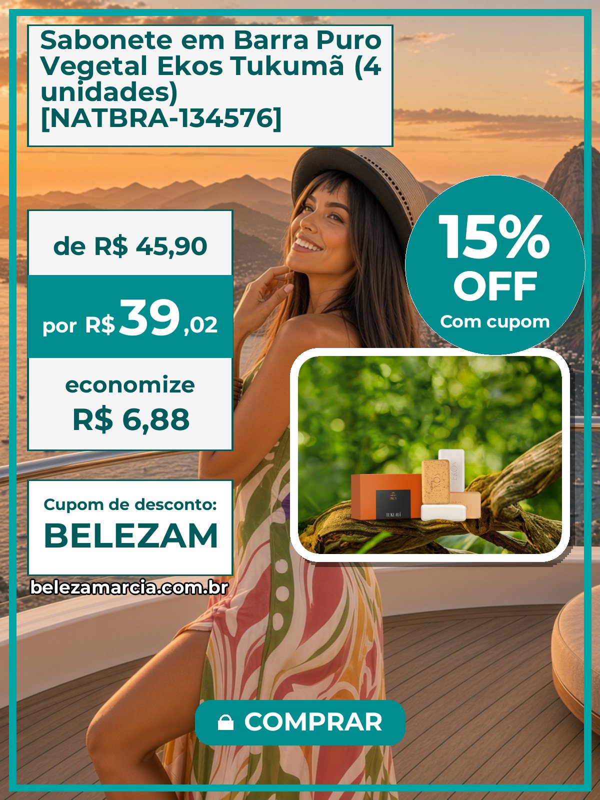 Sabonete em Barra Puro Vegetal Ekos Tukumã (4 unidades) [NATBRA-134576]