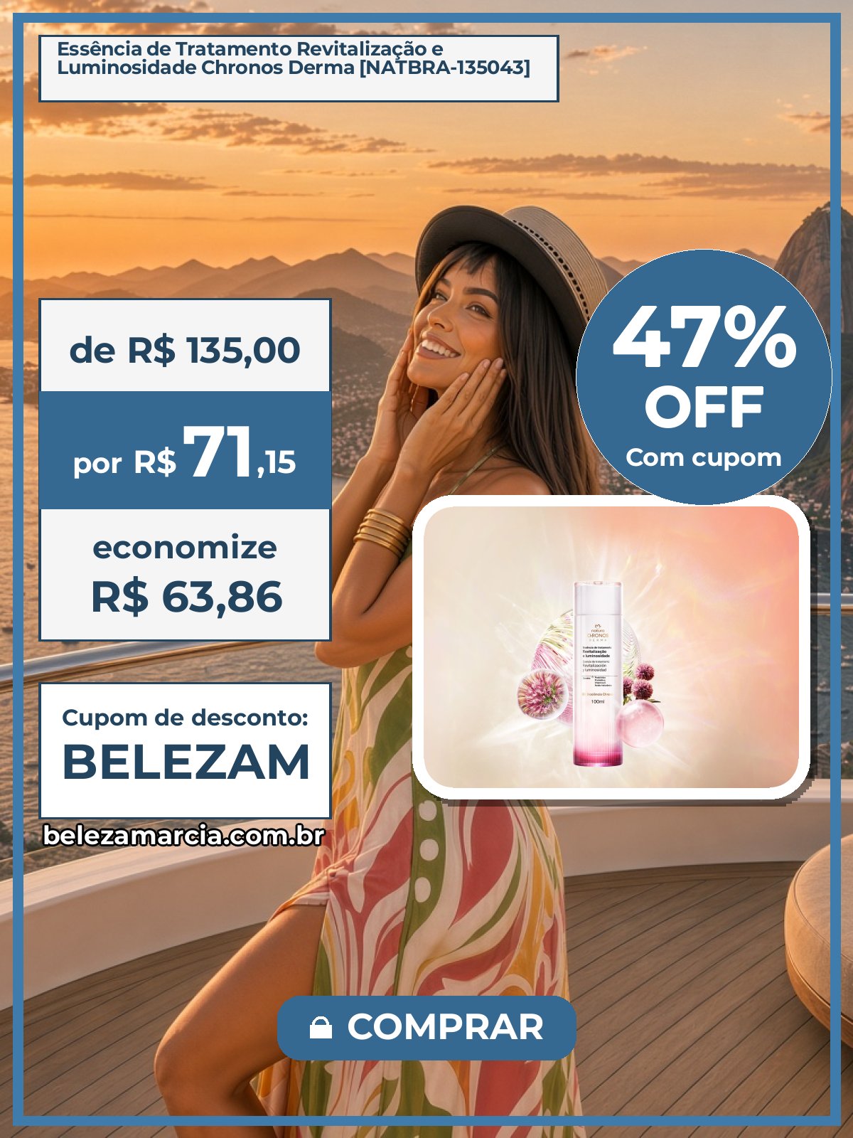 Essência de Tratamento Revitalização e Luminosidade Chronos Derma [NATBRA-135043]