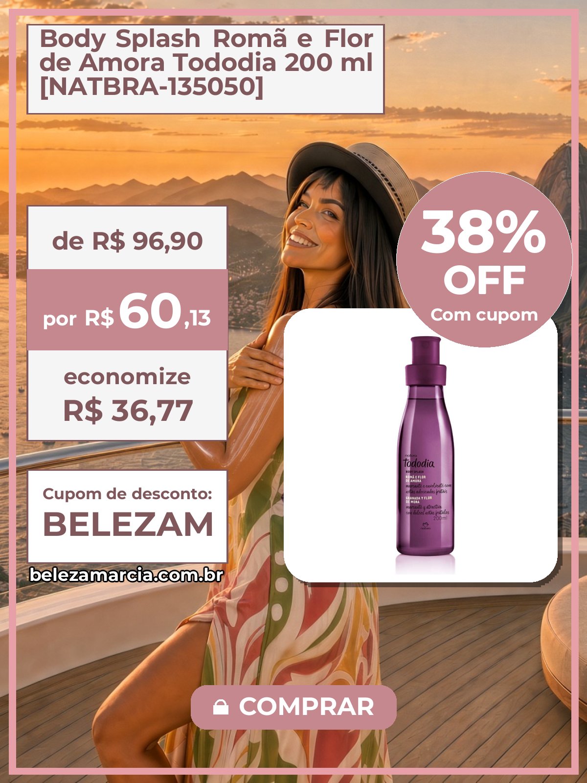 Body Splash Romã e Flor de Amora Tododia 200 ml [NATBRA-135050]