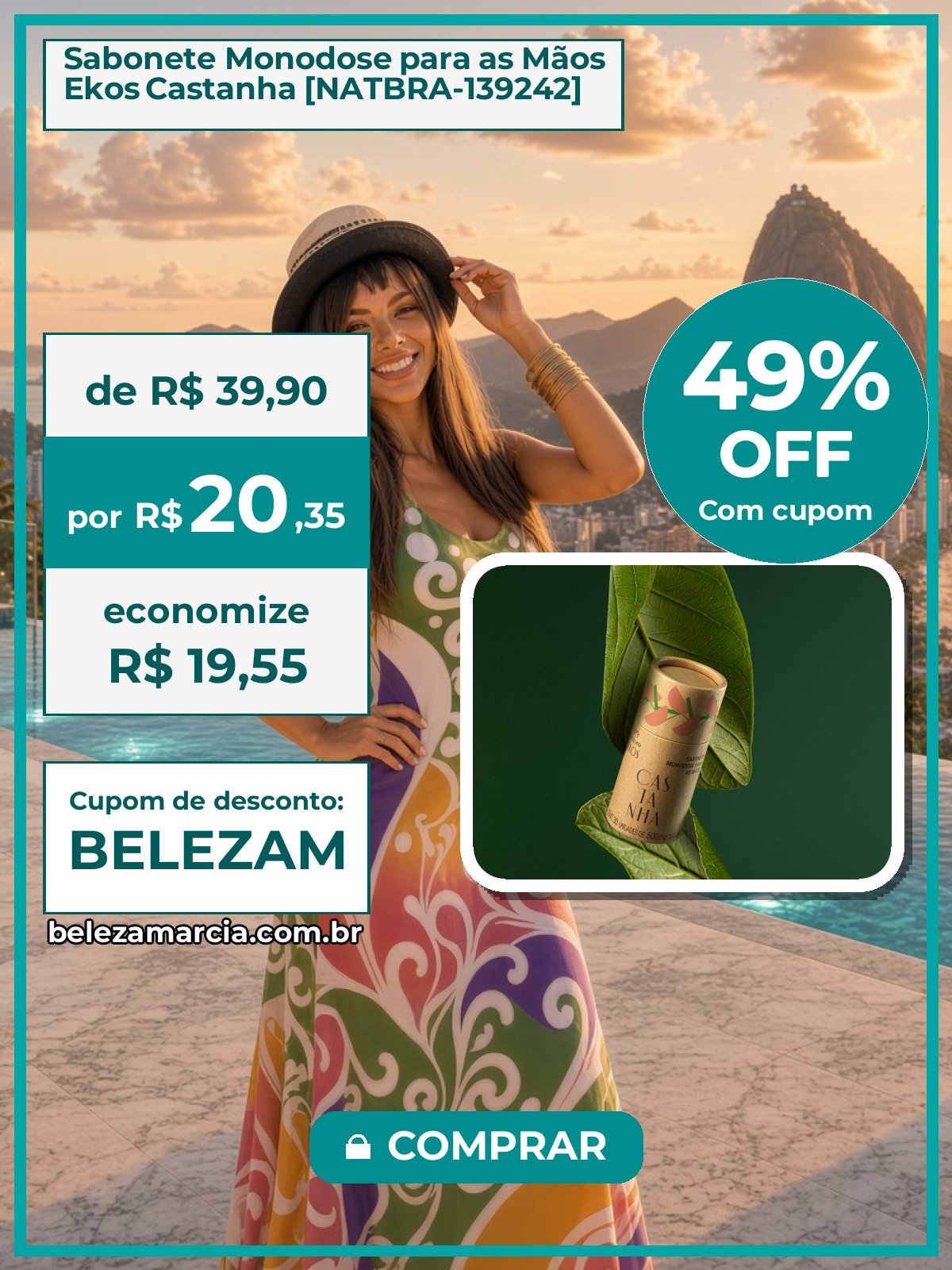 Sabonete Monodose para as Mãos Ekos Castanha [NATBRA-139242]
