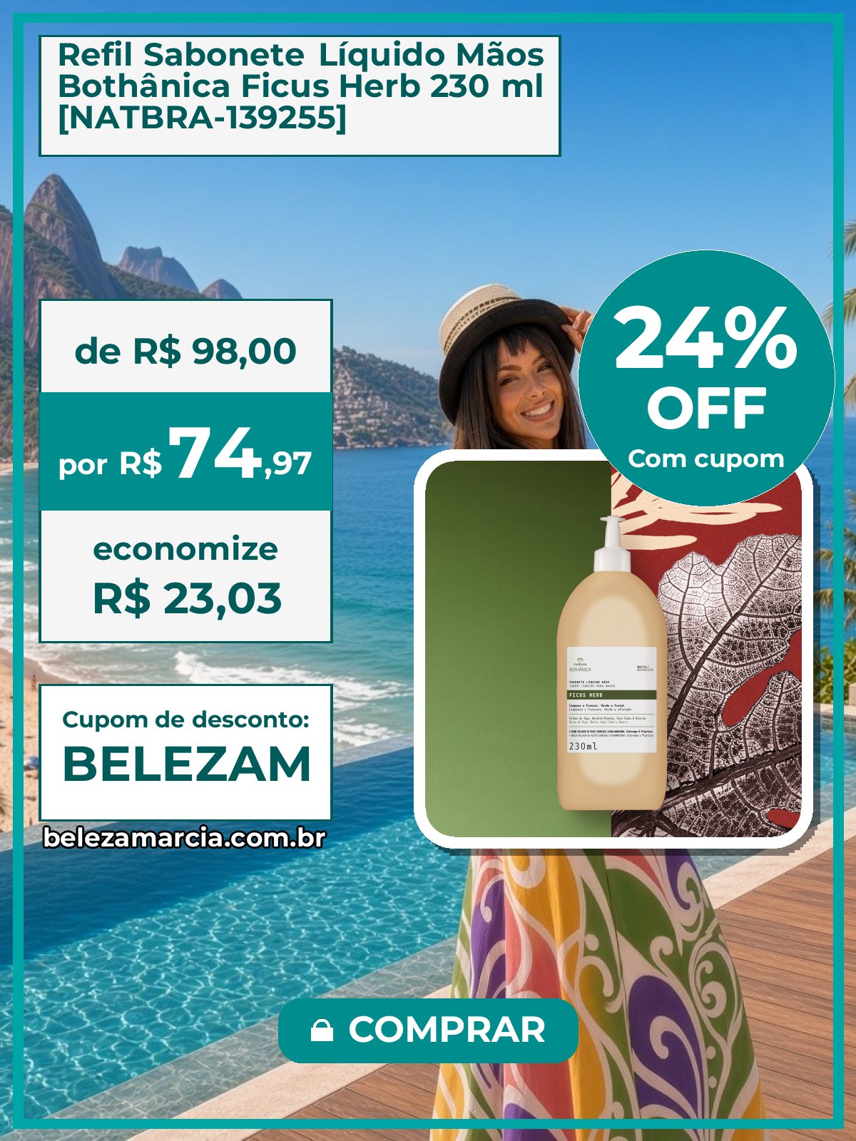 Refil Sabonete Líquido Mãos Bothânica Ficus Herb 230 ml [NATBRA-139255]
