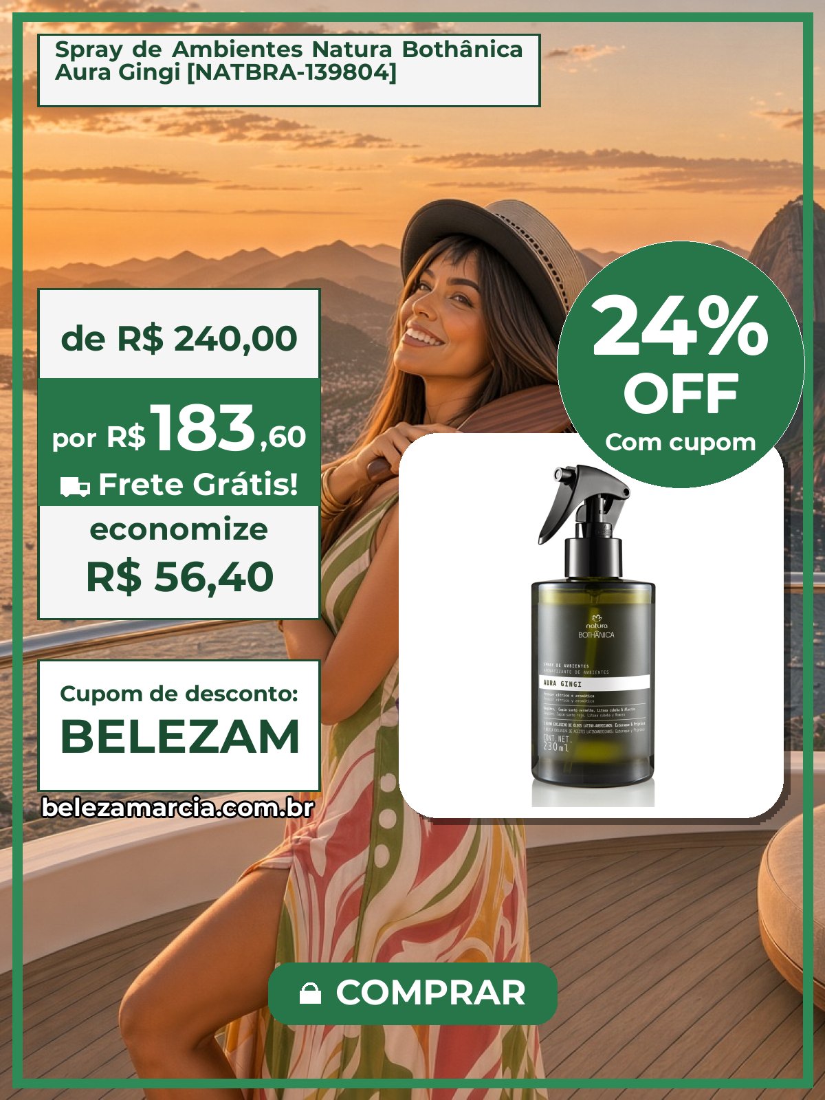 Spray de Ambientes Natura Bothânica Aura Gingi [NATBRA-139804]
