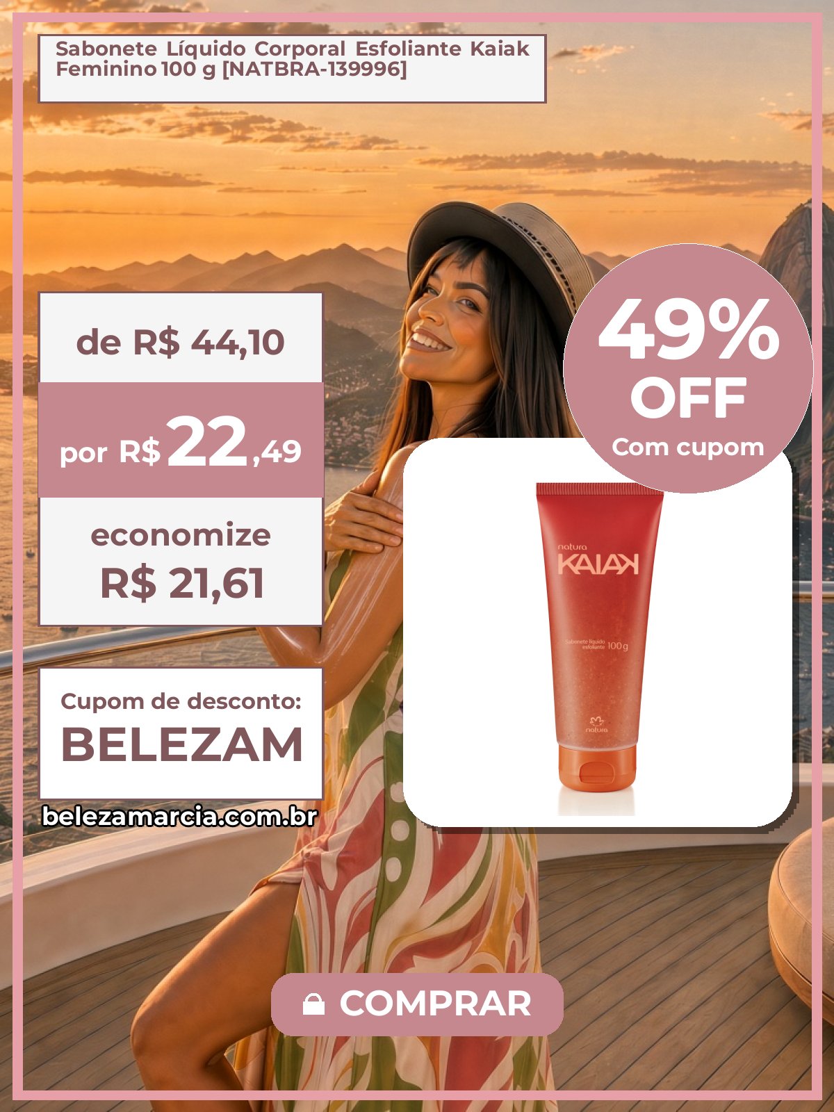 Sabonete Líquido Corporal Esfoliante Kaiak Feminino 100 g [NATBRA-139996]