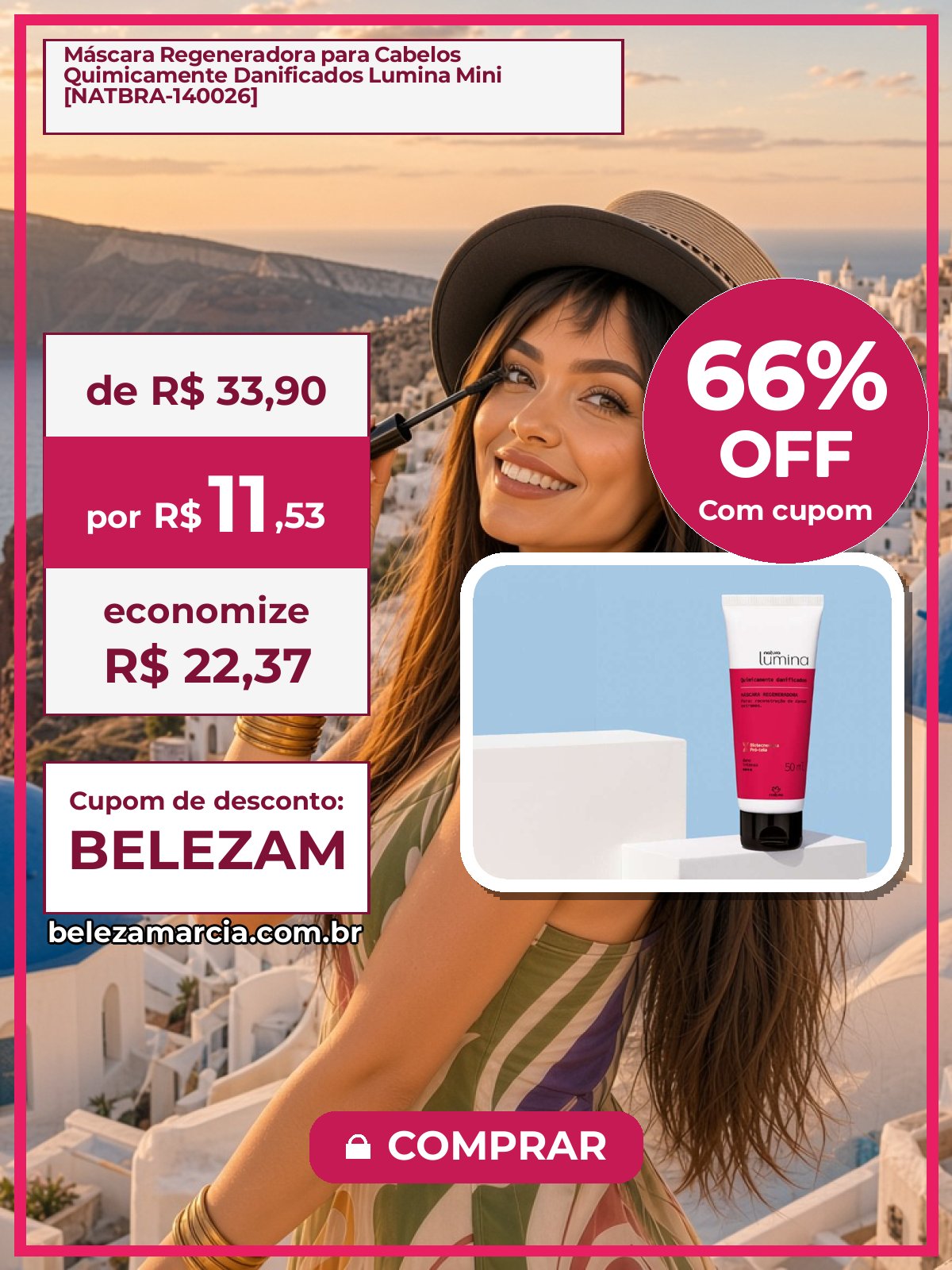 Máscara Regeneradora para Cabelos Quimicamente Danificados Lumina Mini [NATBRA-140026]
