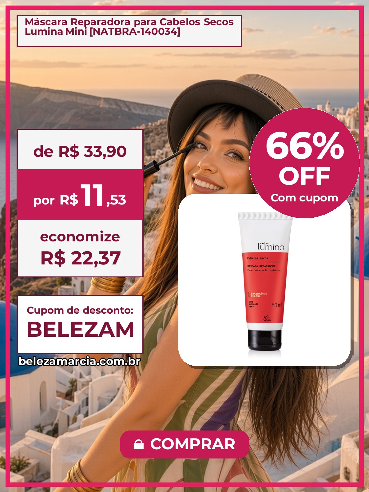 Máscara Reparadora para Cabelos Secos Lumina Mini [NATBRA-140034]