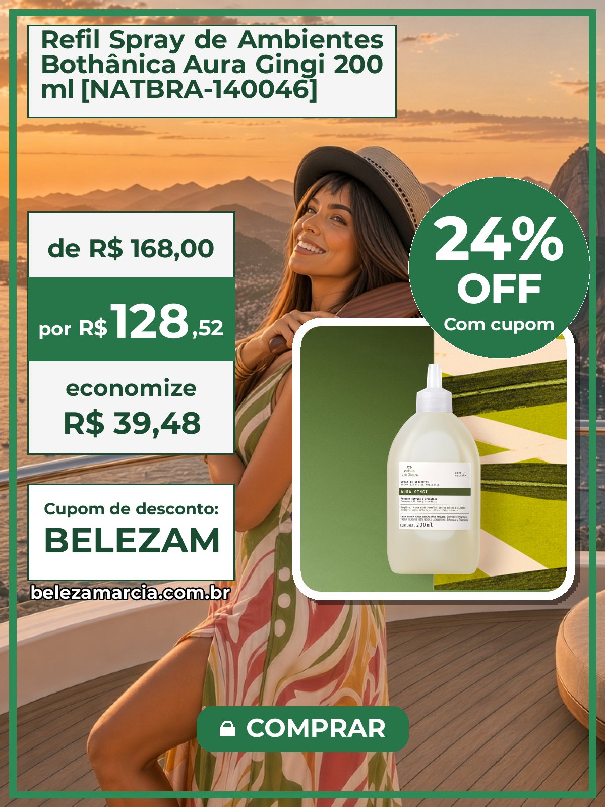Refil Spray de Ambientes Bothânica Aura Gingi 200 ml [NATBRA-140046]