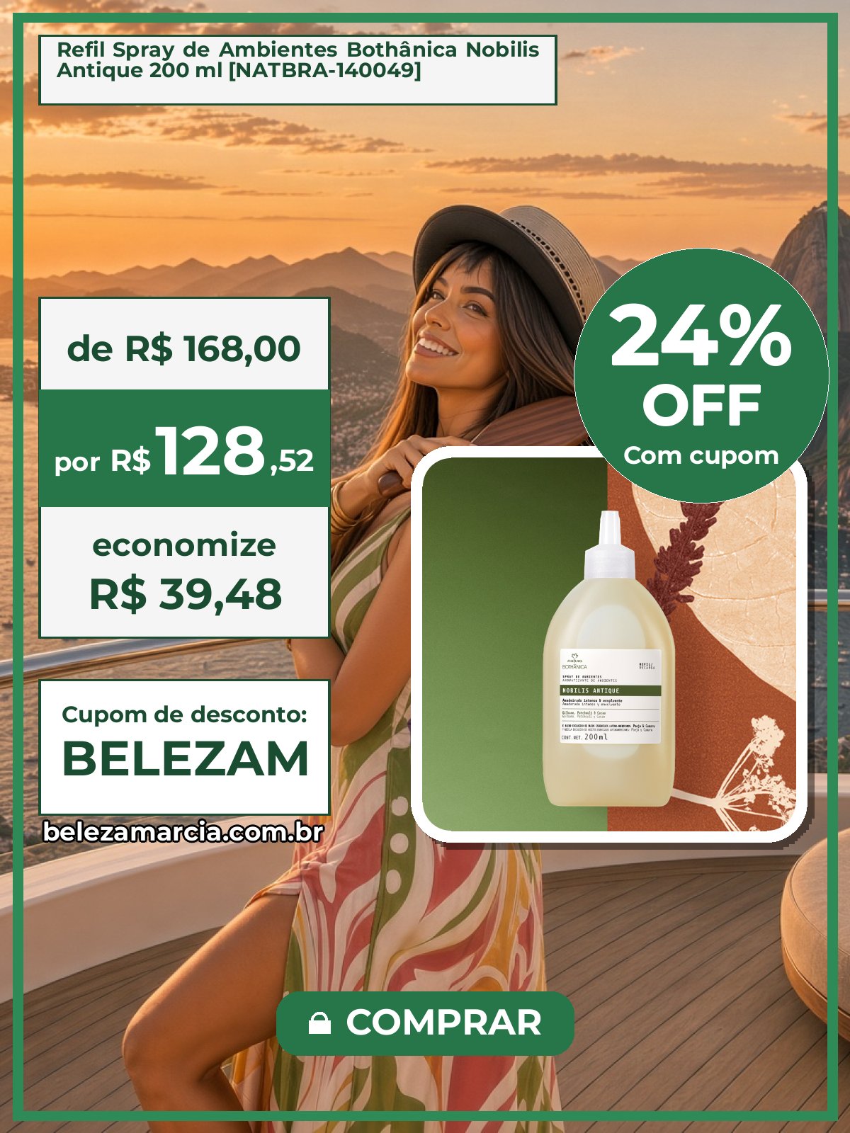 Refil Spray de Ambientes Bothânica Nobilis Antique 200 ml [NATBRA-140049]