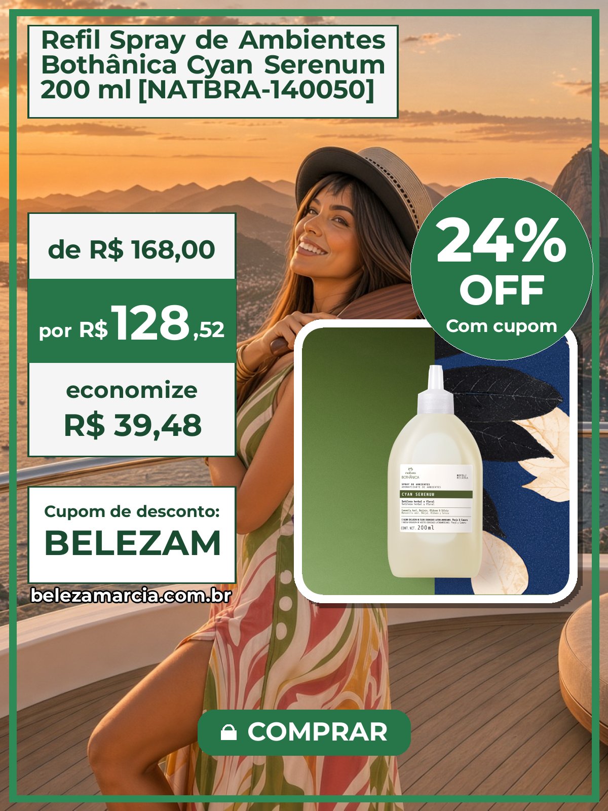 Refil Spray de Ambientes Bothânica Cyan Serenum 200 ml [NATBRA-140050]