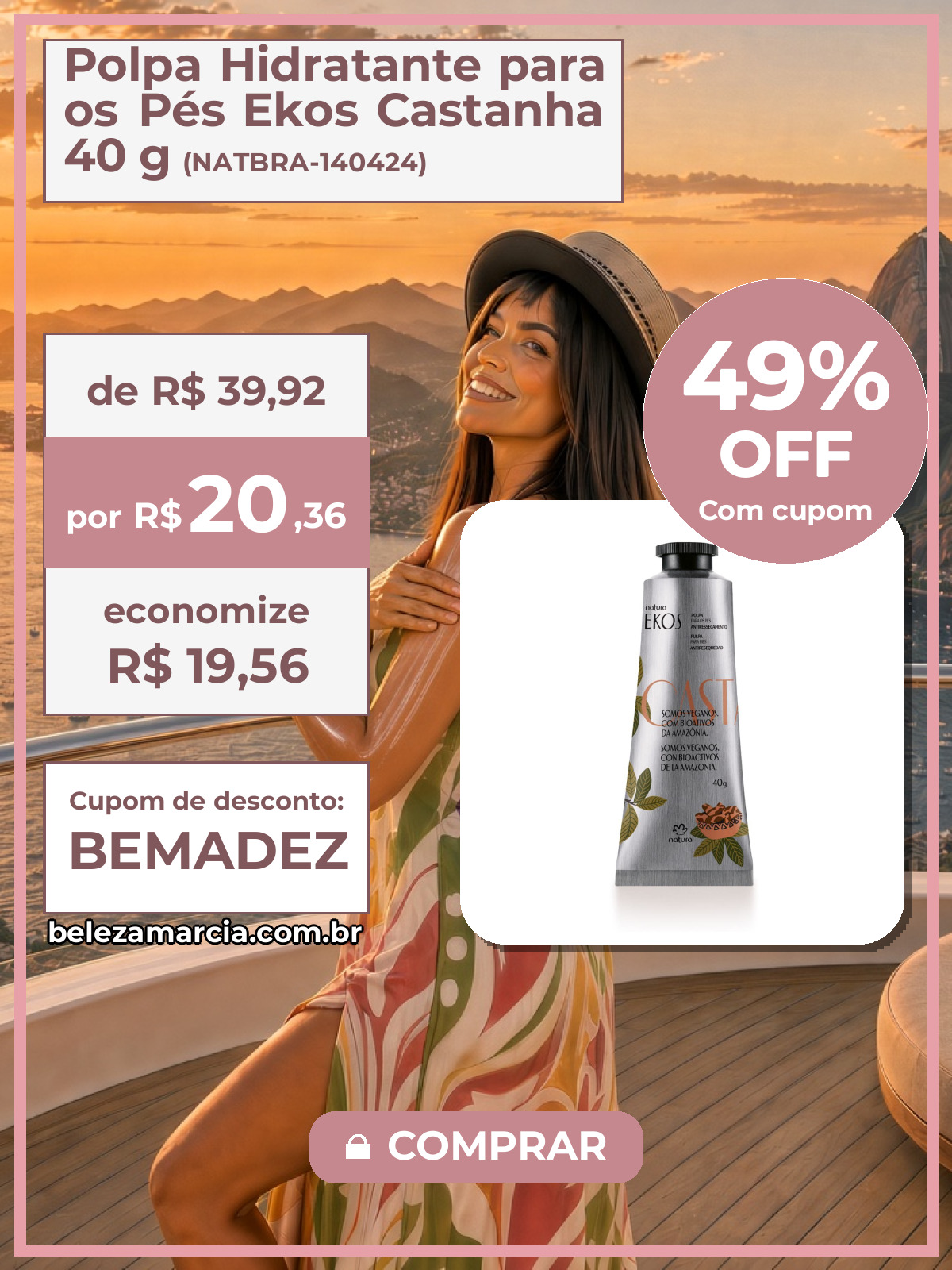 Polpa Hidratante para os Pés Ekos Castanha 40 g