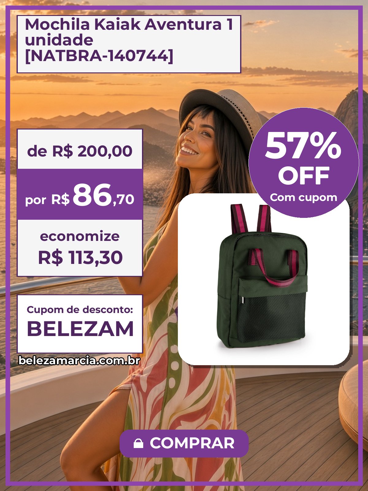Mochila Kaiak Aventura 1 unidade [NATBRA-140744]