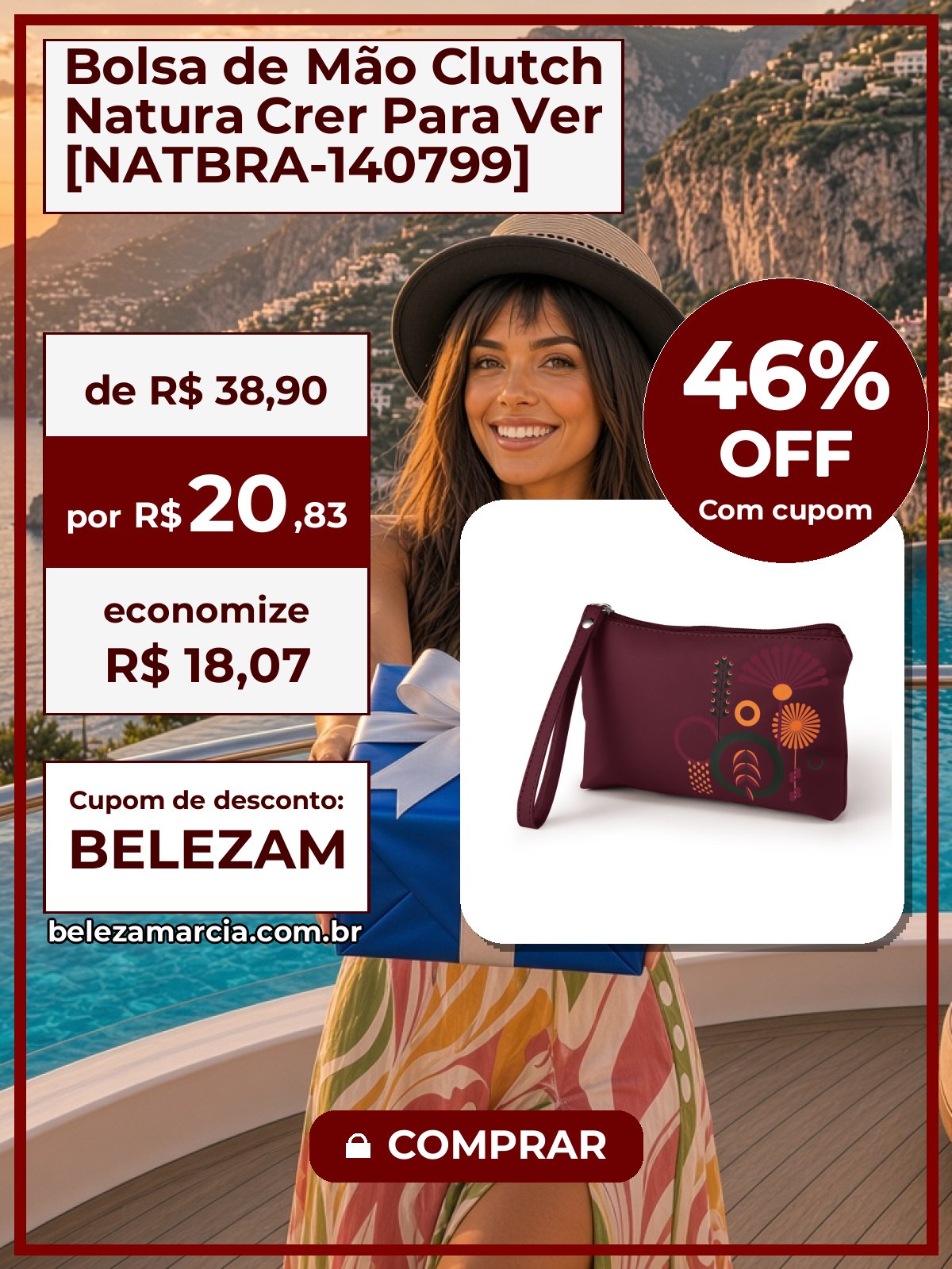 Bolsa de Mão Clutch Natura Crer Para Ver [NATBRA-140799]