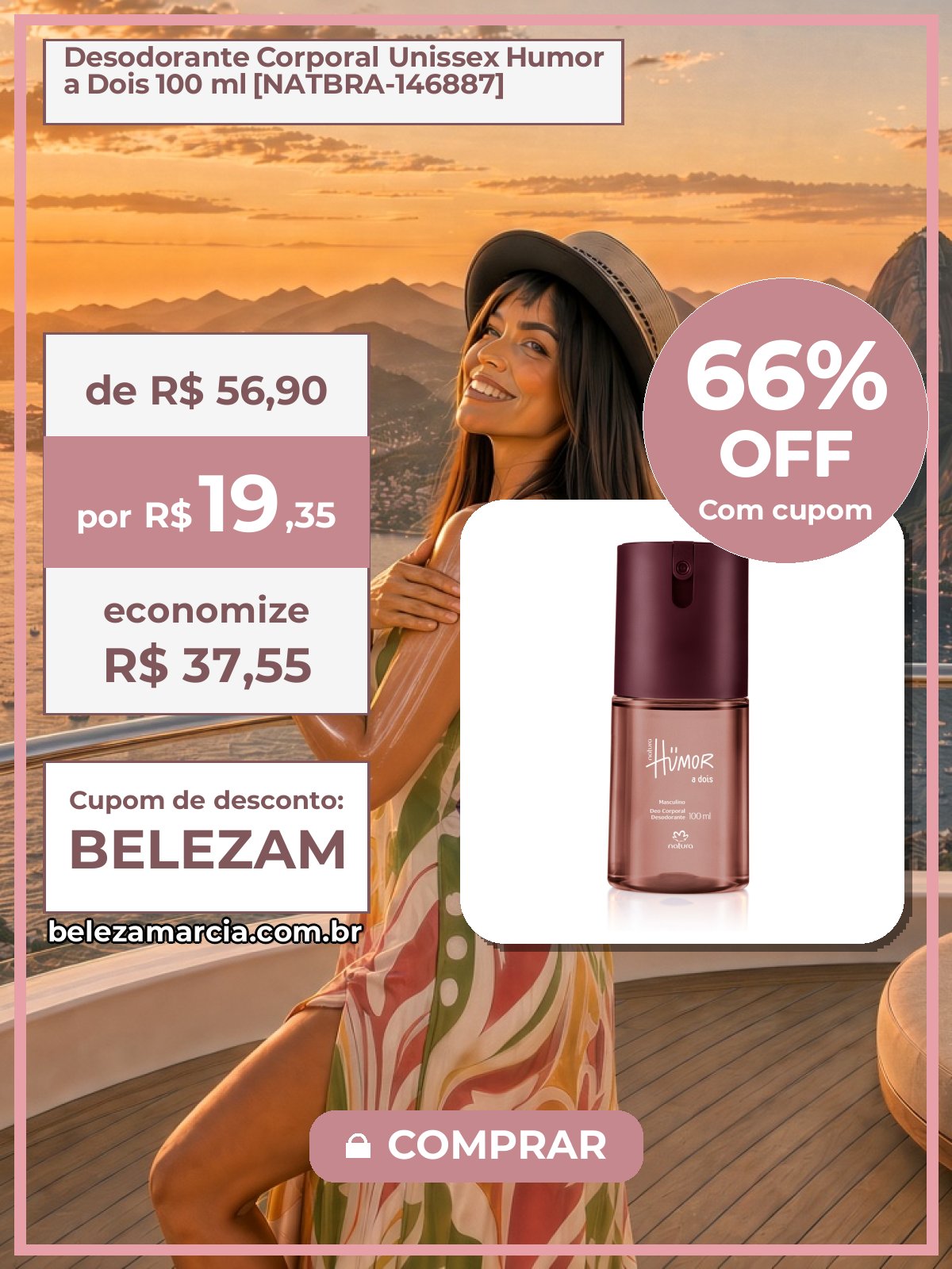 Desodorante Corporal Unissex Humor a Dois 100 ml [NATBRA-146887]