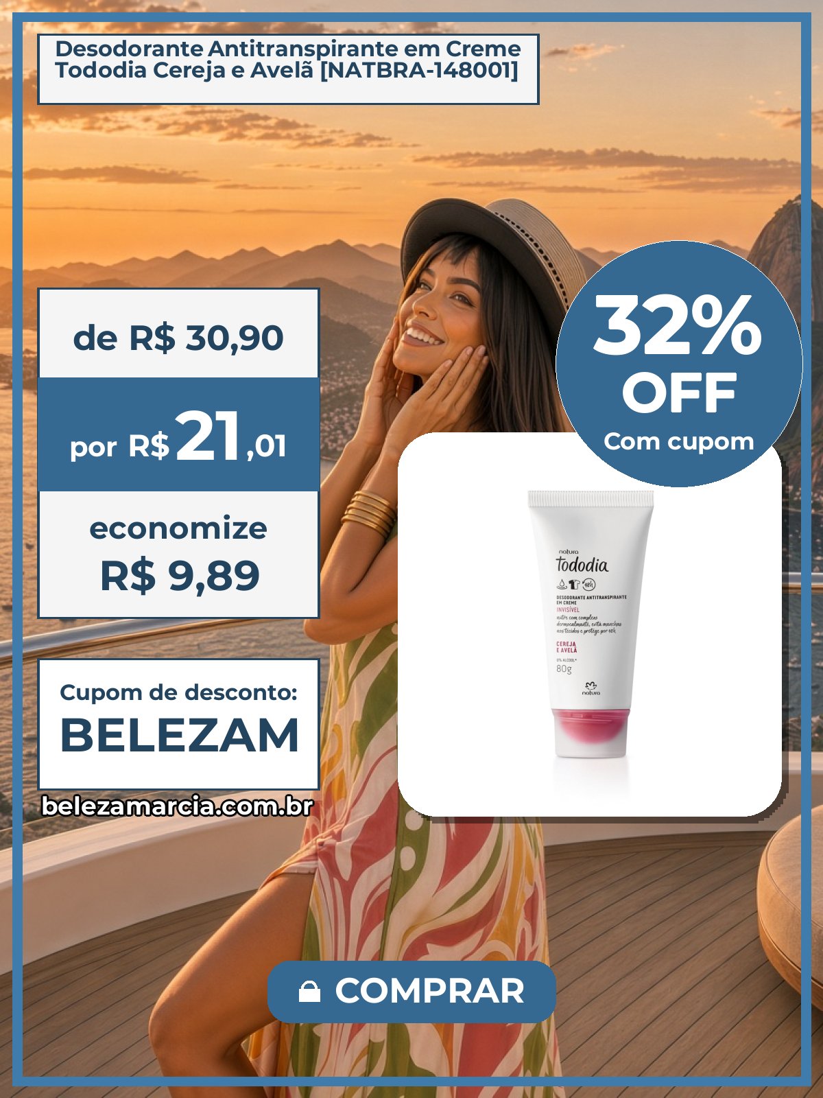 Desodorante Antitranspirante em Creme Tododia Cereja e Avelã [NATBRA-148001]